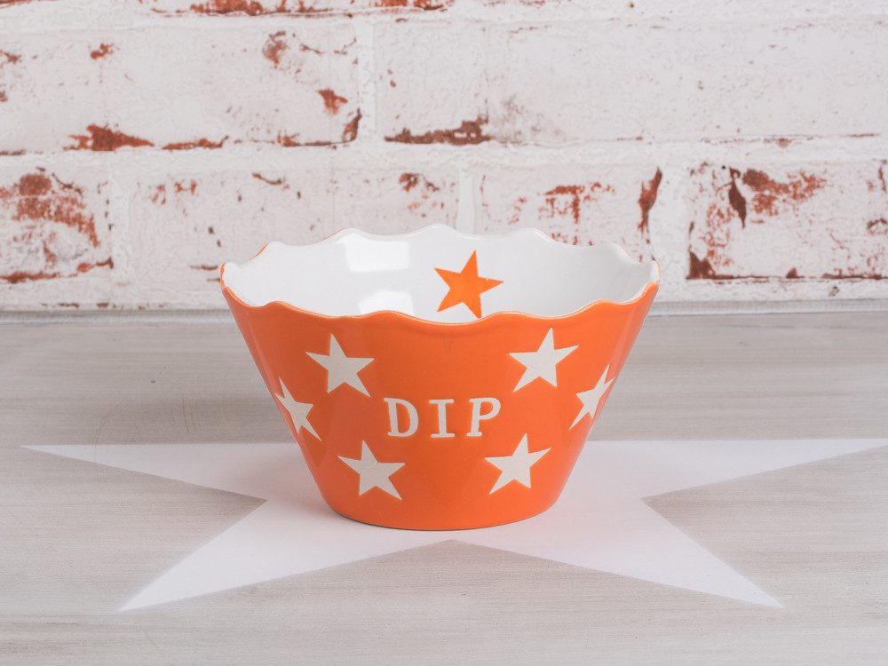 Krasilnikoff Schale Krasilnikoff DIP Schale ORANGE mit weißen Sternen