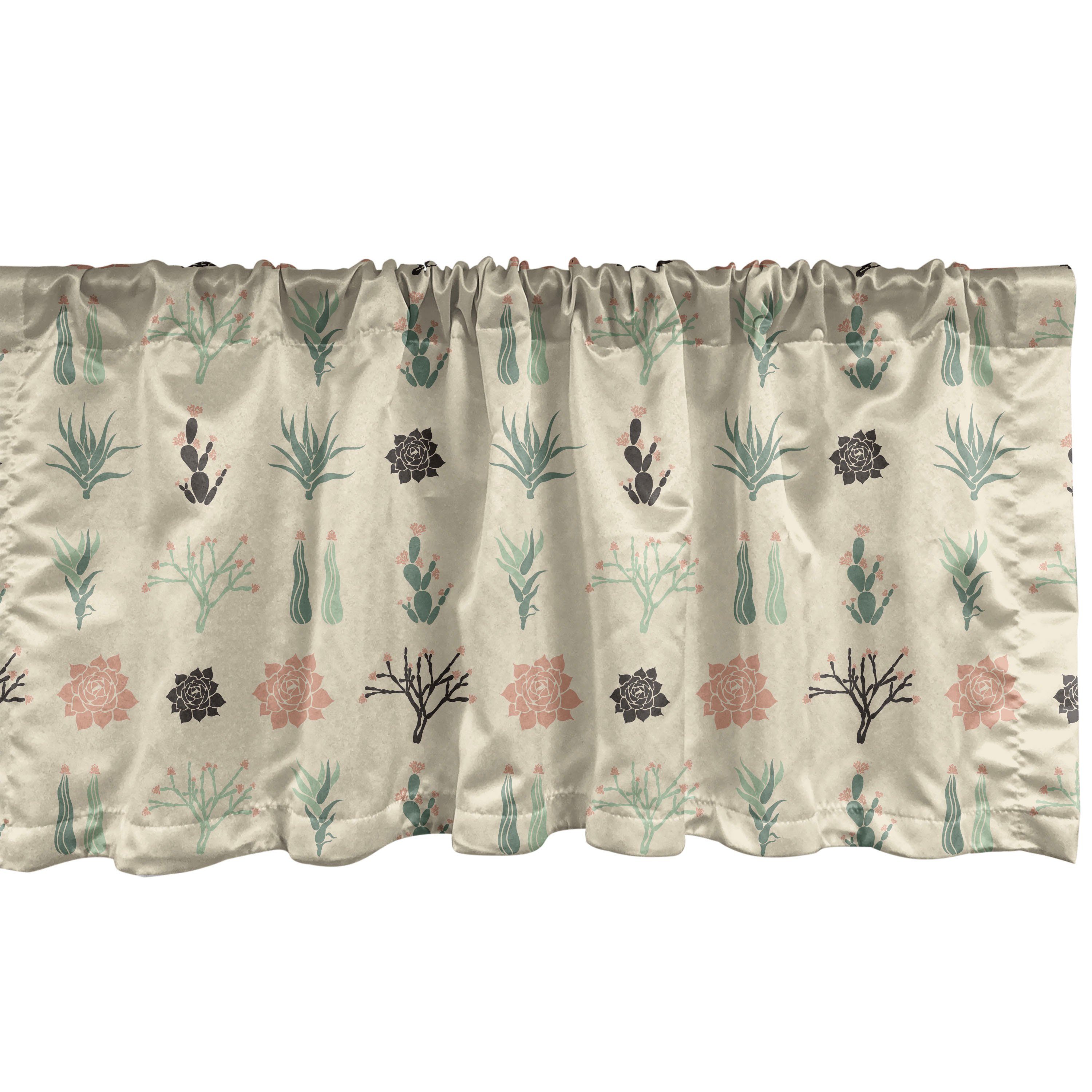 Scheibengardine Vorhang Volant für Küche Schlafzimmer Dekor mit Stangentasche, Abakuhaus, Microfaser, Kaktus Sukkulenten Haworthia Opuntia