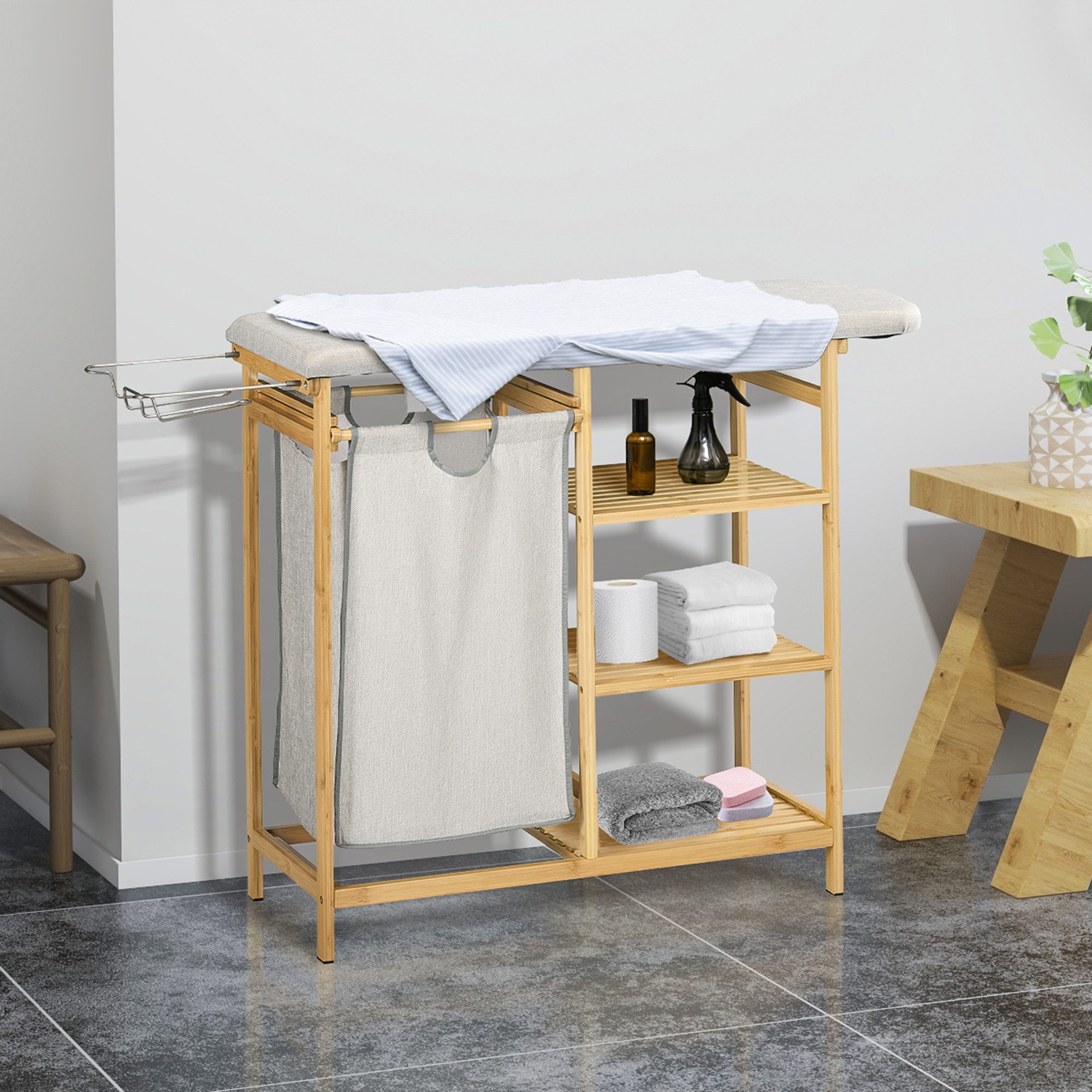 HOMCOM Wäschekorb mit Bügelbrett, Stoffsack und günstig online kaufen