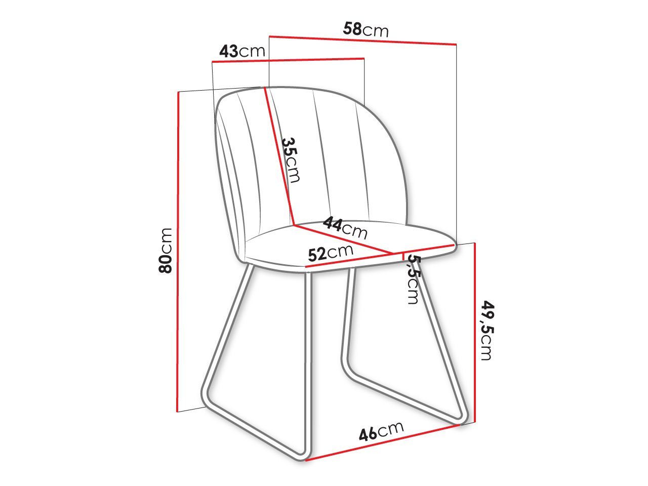 2258 Beine Stück), (1 MIRJAN24 Velvet cm 58x52x80 Stuhl Metall, SM100 aus Magic