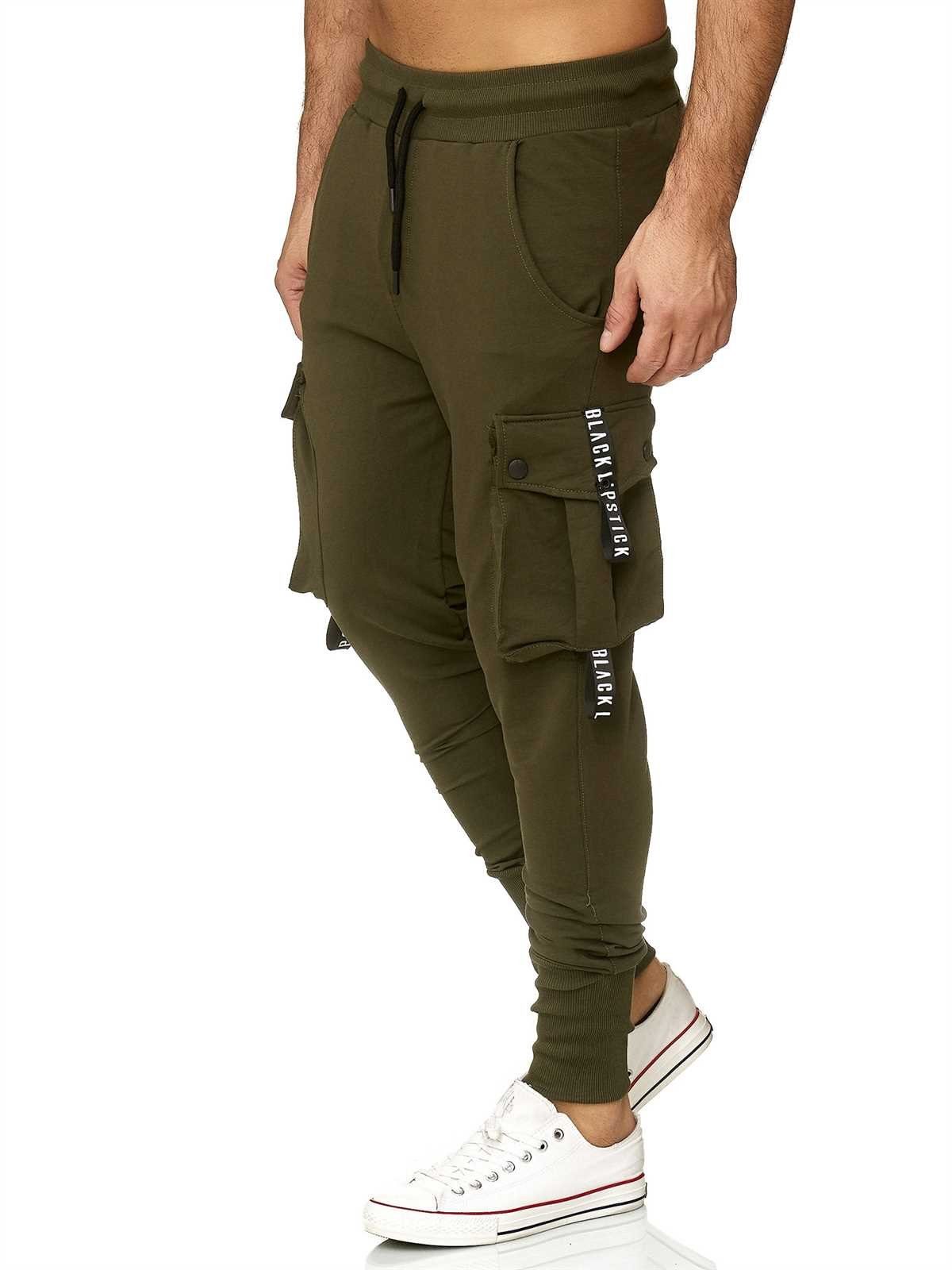 Yowablo Herren Hose Cargo Jogginghose Lässige elastische Jogginghose Sport Solide Baggy Pockets Hose