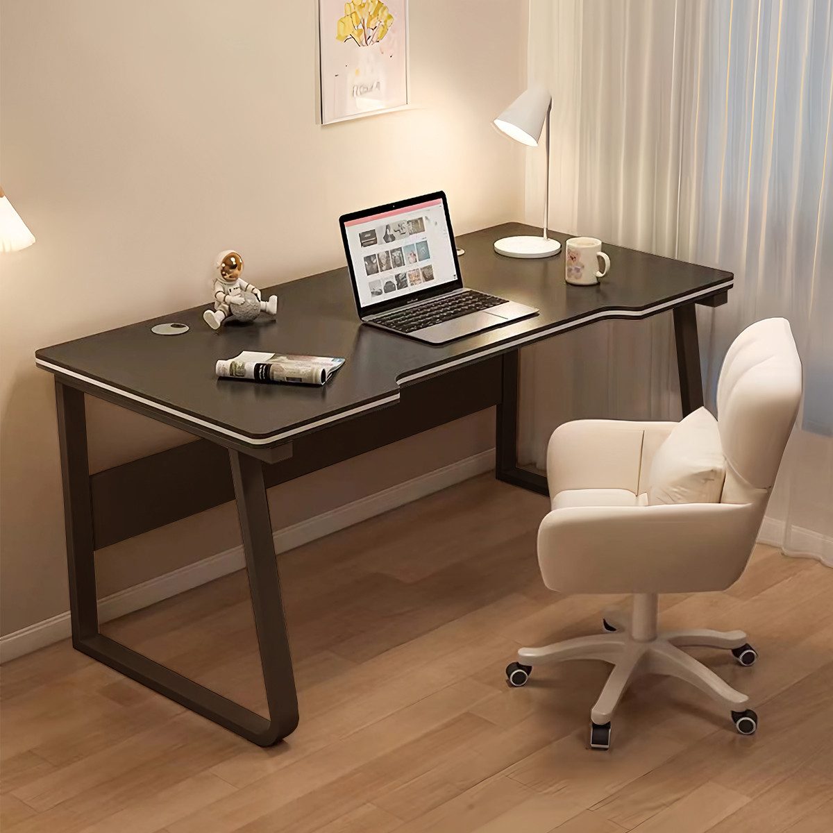 HDHNBA Computertisch moderner Schreibtisch aus Holzoptik‑Material, 80/100/120cm (1-St), für Zuhause und Büro, geeignet für Arbeit, Lernen und Gaming