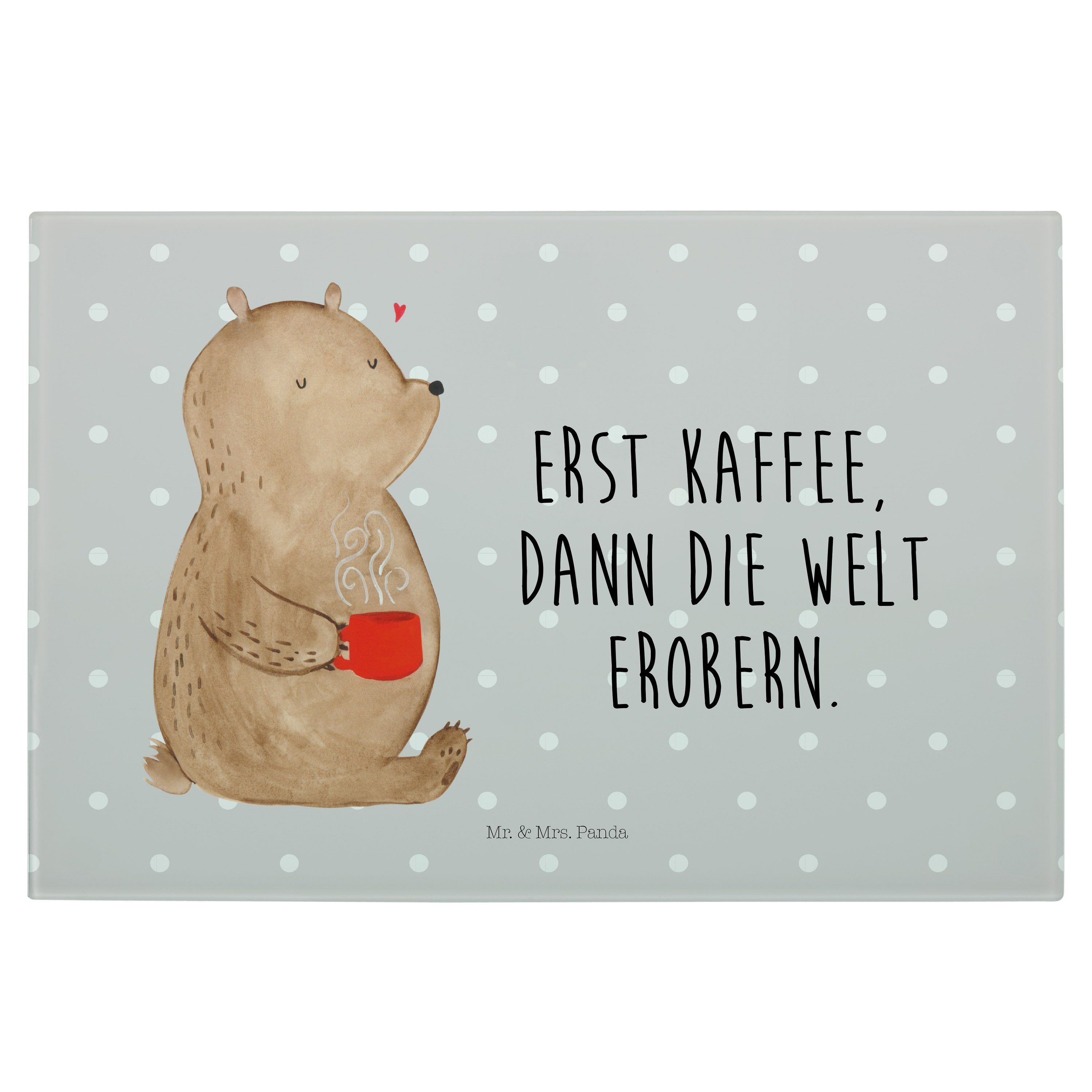 Mr. Grau retten, (1-St) - & Welt Premium - erobern, Pastell Servierbrett Kaffee Mrs. Bär Glas, Geschenk, Tedd, Panda Welt