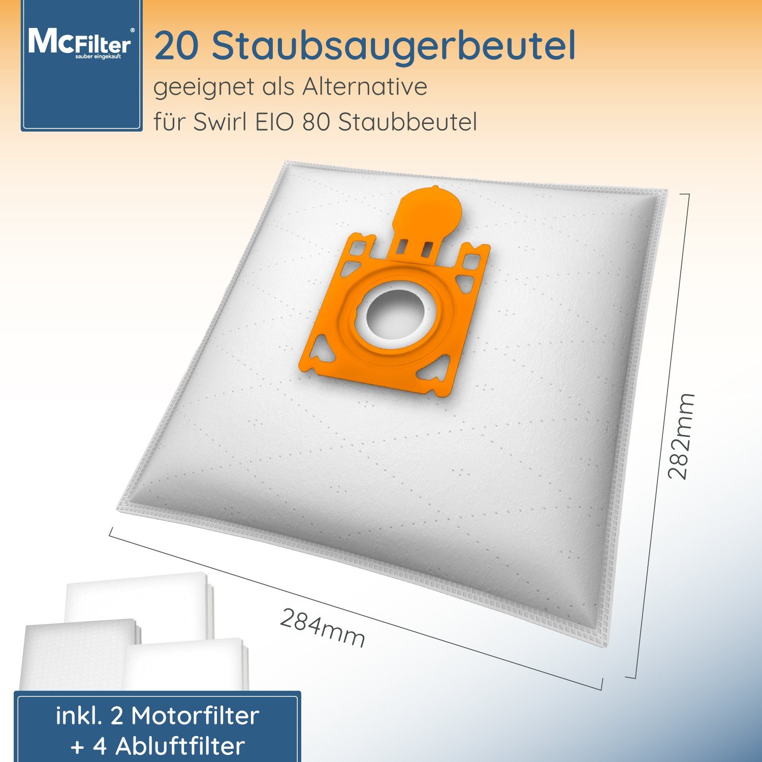 Microvlies EIO80 Filter, zu Reißfestigkeit, passend Staubsaugerbeutel Swirl Quigg EIO Top Kunststoffdeckscheibe, McFilter 20 inkl. St., hohe Koenic für Alternative Staubsauger, EIO 80, Filtration, 5-lagiges