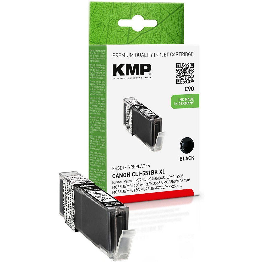 KMP 1 Tinte C90 ERSETZT Canon CLI-551XL - black Tintenpatrone (1 Farbe, 1-tlg) schwarz