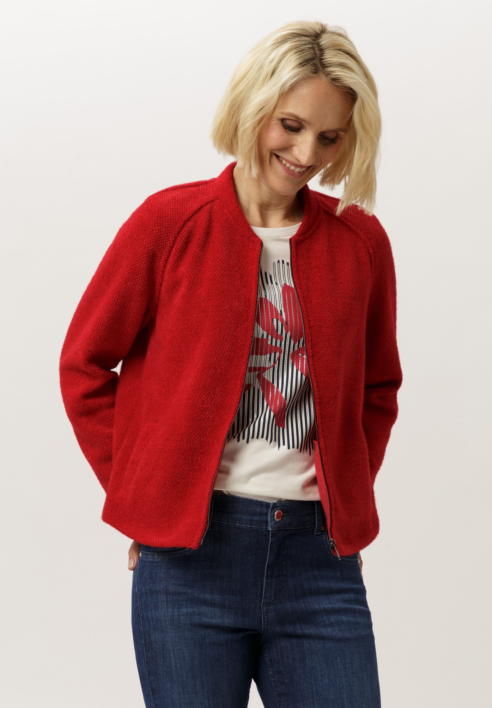 FRANK WALDER Strickjacke aus softem Struktur-Jersey günstig online kaufen