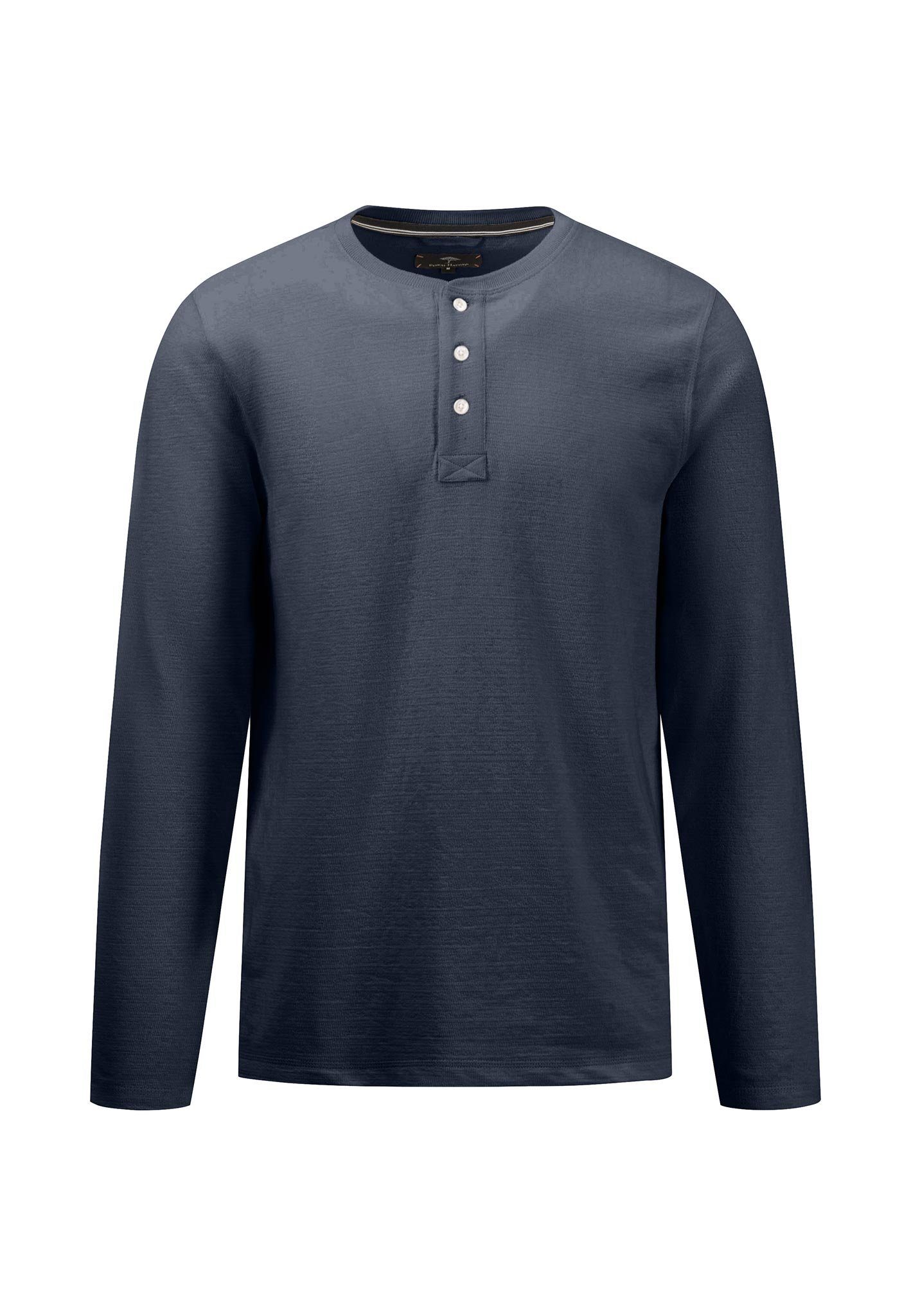 mit Knopfleiste navy FYNCH-HATTON Langarmshirt kurzer