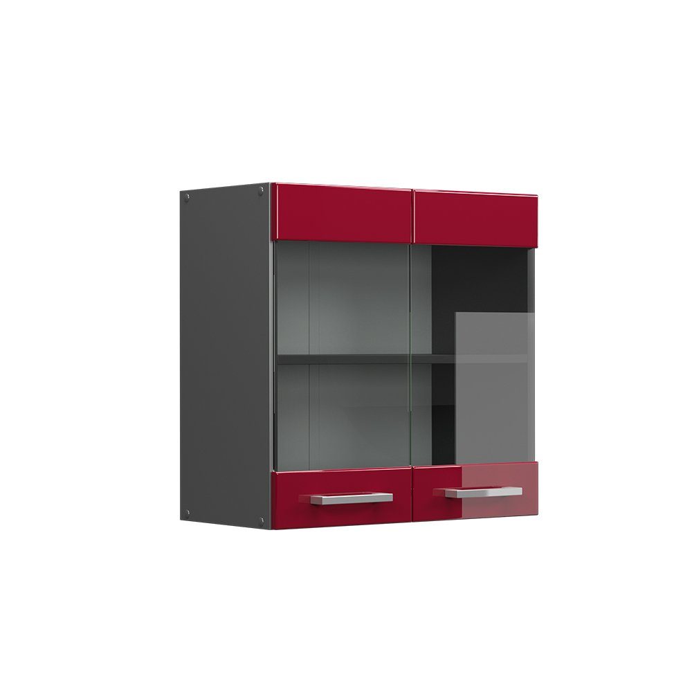 Vicco Glashängeschrank R-Line, Rot Hochglanz/Anthrazit, 60 cm (1-St)