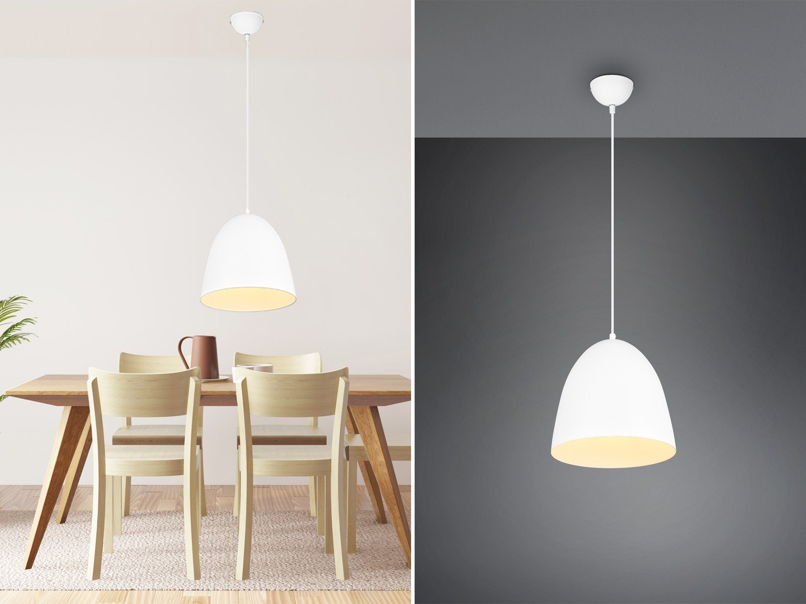 meineWunschleuchte LED Esstisch warmweiß, klein-e wechselbar, Ø25cm Pendelleuchte, Weiß Dimmfunktion, LED Kochinsel & Deisgn-klassiker, Lampe übern