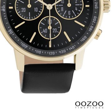 OOZOO Quarzuhr Oozoo Damen Armbanduhr Timepieces gold, (Analoguhr), Damenuhr rund, groß (ca. 42mm) Lederarmband, Casual-Style