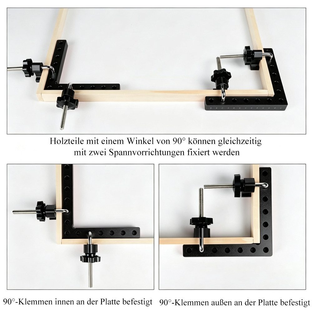 AFKSMILE Klemmen 90 Grad Positionierwinkel, Rechtwinklige Klemme aus Aluminiumlegierung, Tischler-Eckklemme, quadratisches Werkzeug für Bilderrahmen, Schränke – Bild 5 von 5