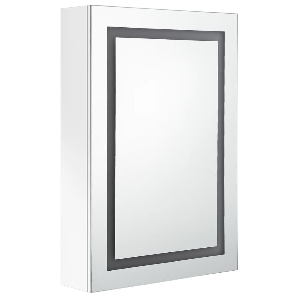 vidaXL Badezimmerspiegelschrank (1-St) fürs cm Weiß 50x13x70 Bad Hochglanz-Weiß Glänzend LED-Spiegelschrank