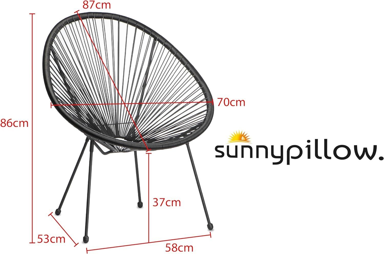 sunnypillow Gartenstuhl Acapulco, gemütlicher Loungesessel für Terrasse, Ga günstig online kaufen