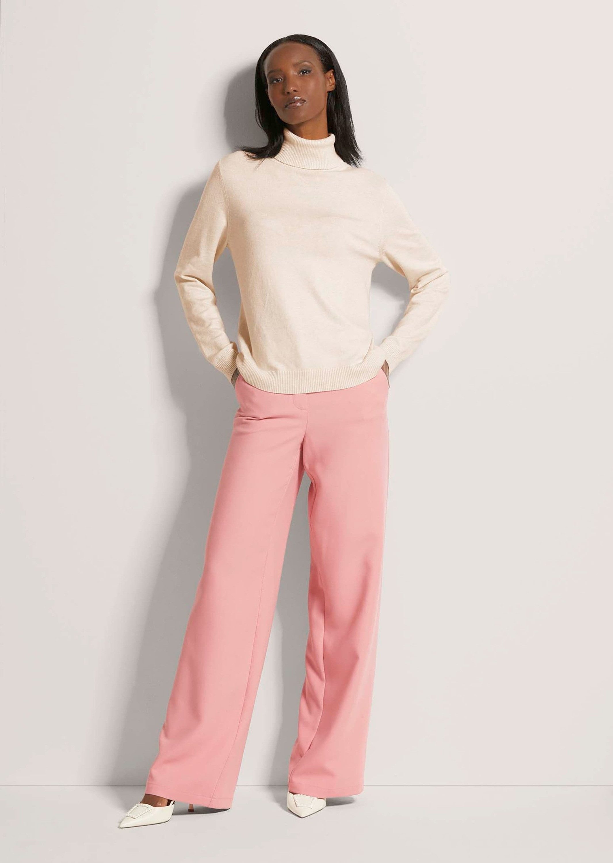 MADELEINE Strickpullover Schmaler Feinstrickpullover Schmaler Rollkragenpullover mit langen Armen