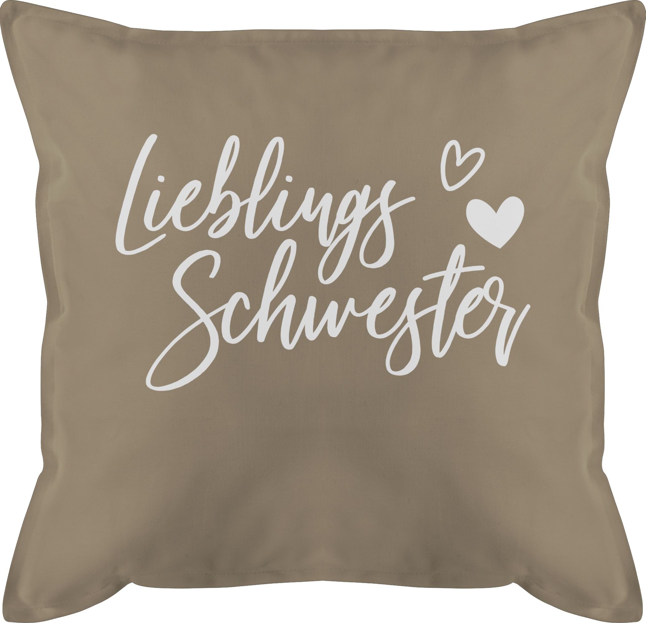 Shirtracer Dekokissen Lieblingsschwester, Schwester 3 Beige