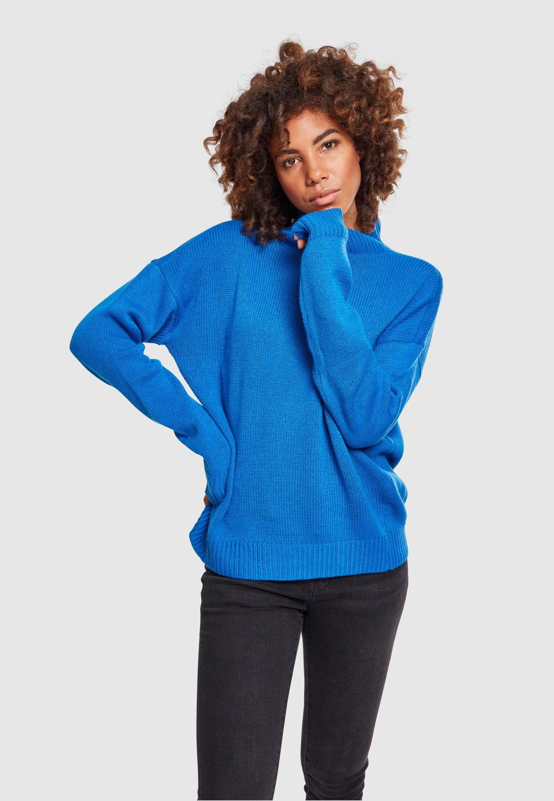 URBAN CLASSICS rightblue Oversize Damen Kapuzenpullover Ladies (1-tlg) Turtleneck Sweater