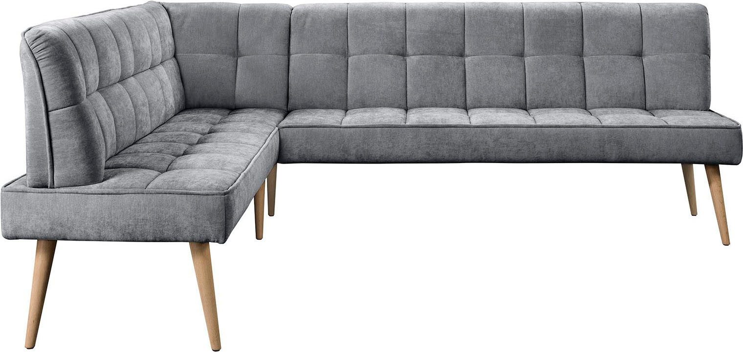 exxpo - sofa fashion Eckbank Latte, moderne Sitz- und Rückensteppung, bequem und elegant, hoher Holzfuß