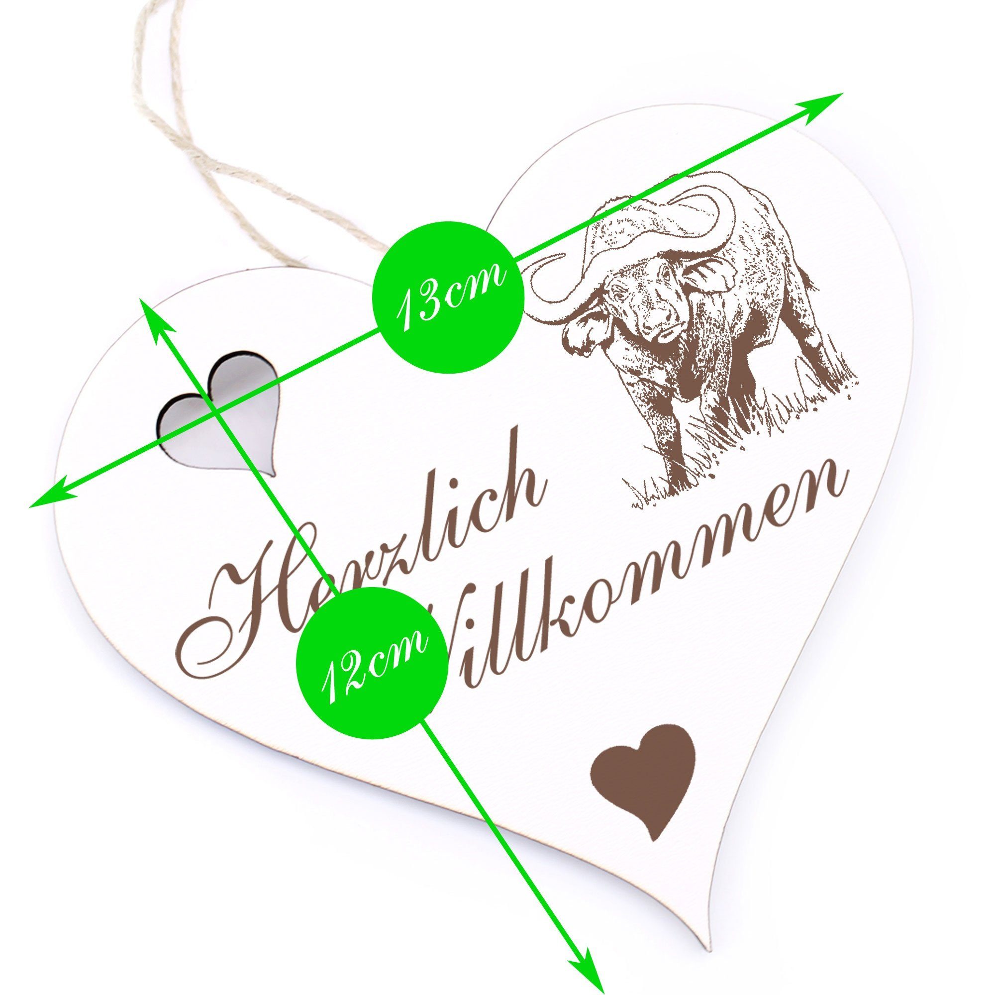 Dekolando Hängedekoration Herzlich Willkommen Wasserbüffel - - 13x12cm