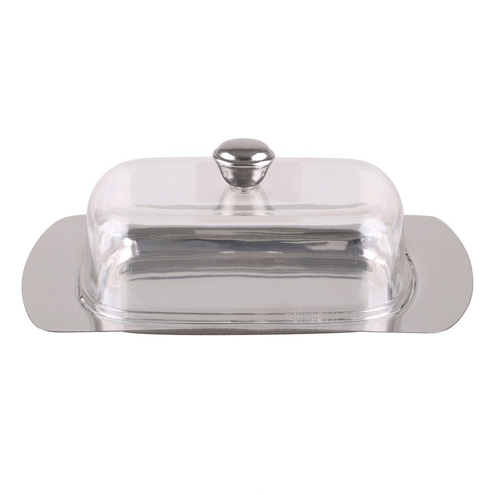 Urban Living Butterglocke Edelstahl Butterglocke mit Kunstsoffdeckel, Größe: (L x B x H) 19,5 x 12,5 x 6,5 cm