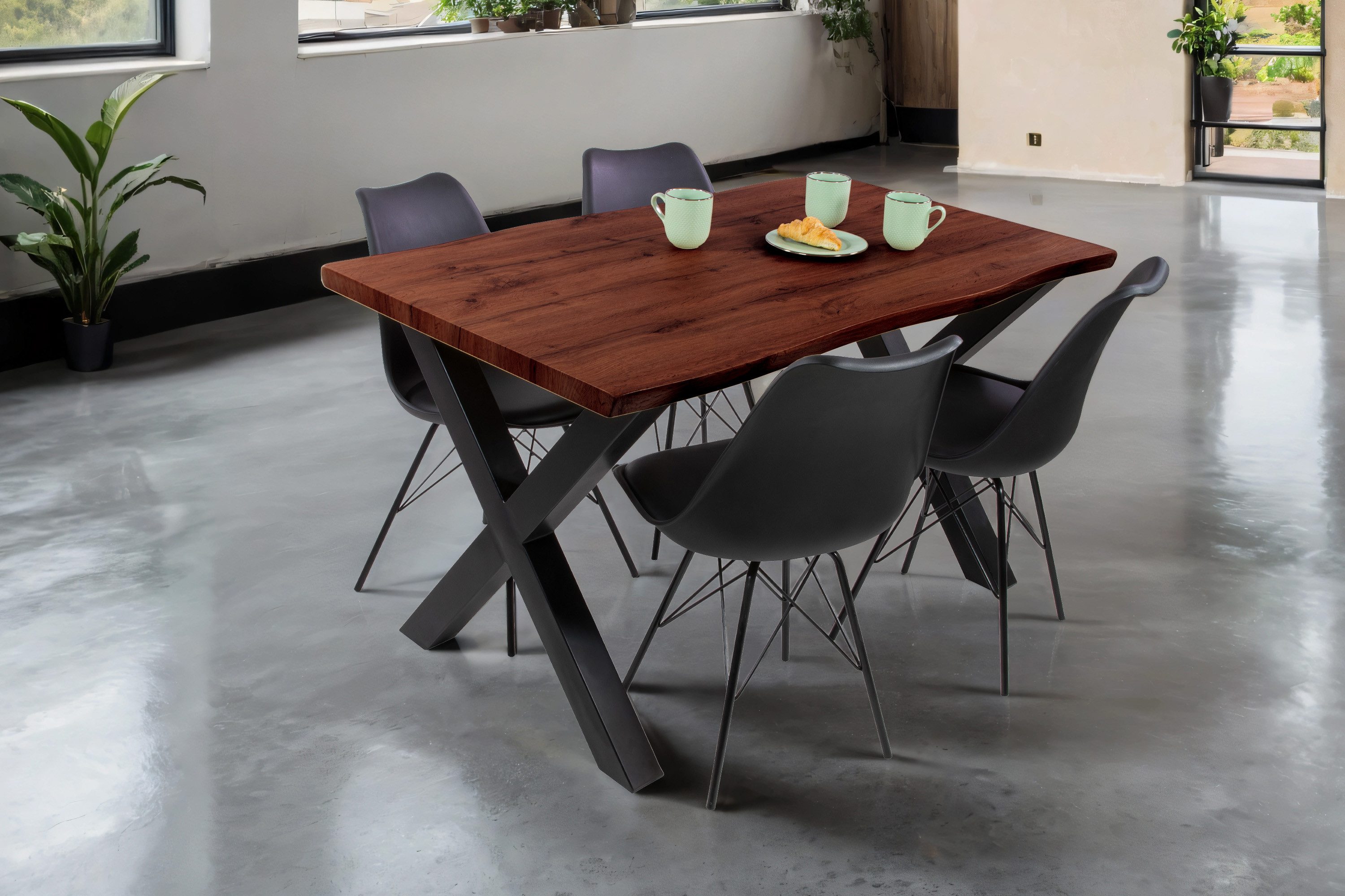 Loreno® Esstisch Josy, Nussbaumholz, Baumkante, MDF-Platte, günstig online kaufen