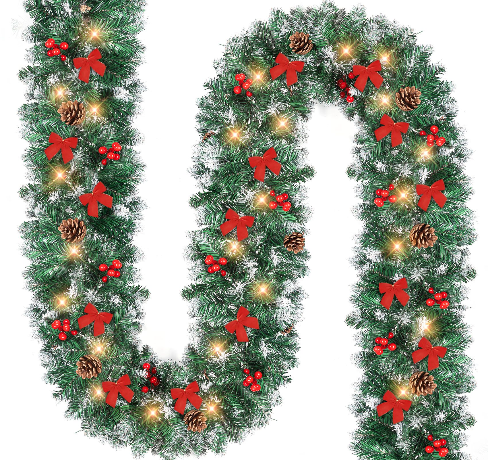 Kunstgirlande Weihnachtsgirlande 2.7M, mit beleuchtung, Tannenzapfen und Ro günstig online kaufen