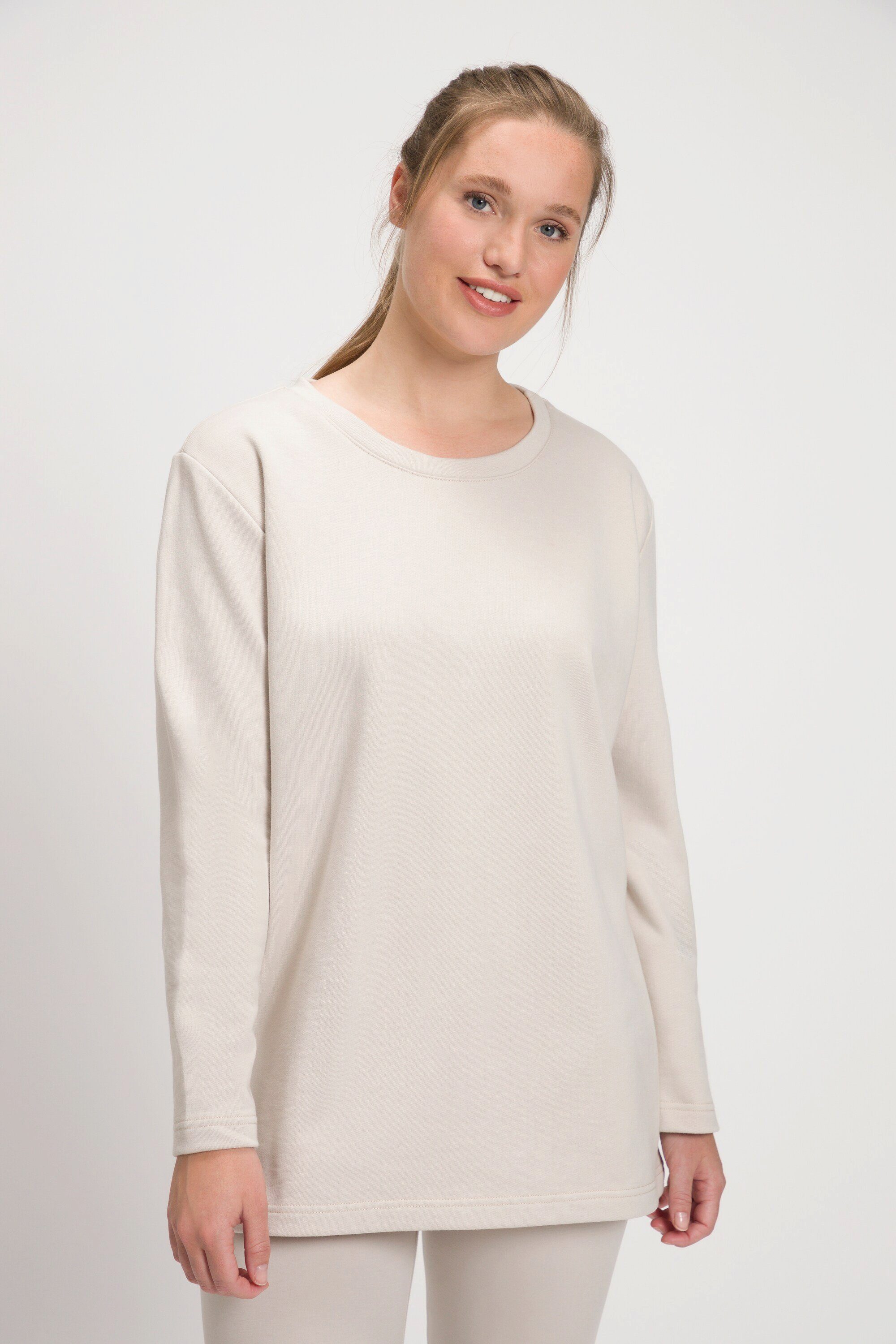 Ulla Popken Sweatshirt Sweatshirt Oversized C2C zertifiziert creme