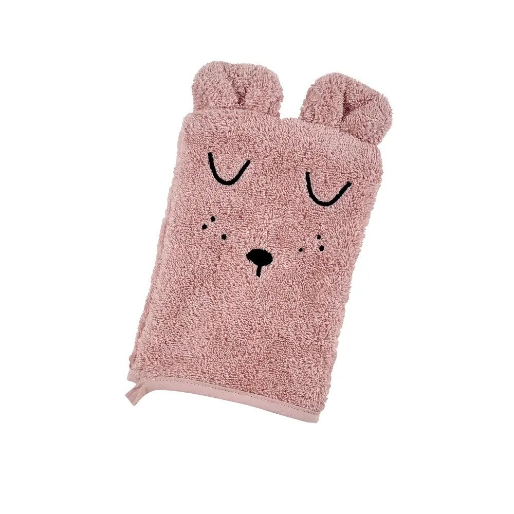 Alvi® Kapuzenhandtuch ALVI Kapuzen-Badetuch & Waschhandschuh Frottier mit Stickerei Faces ro