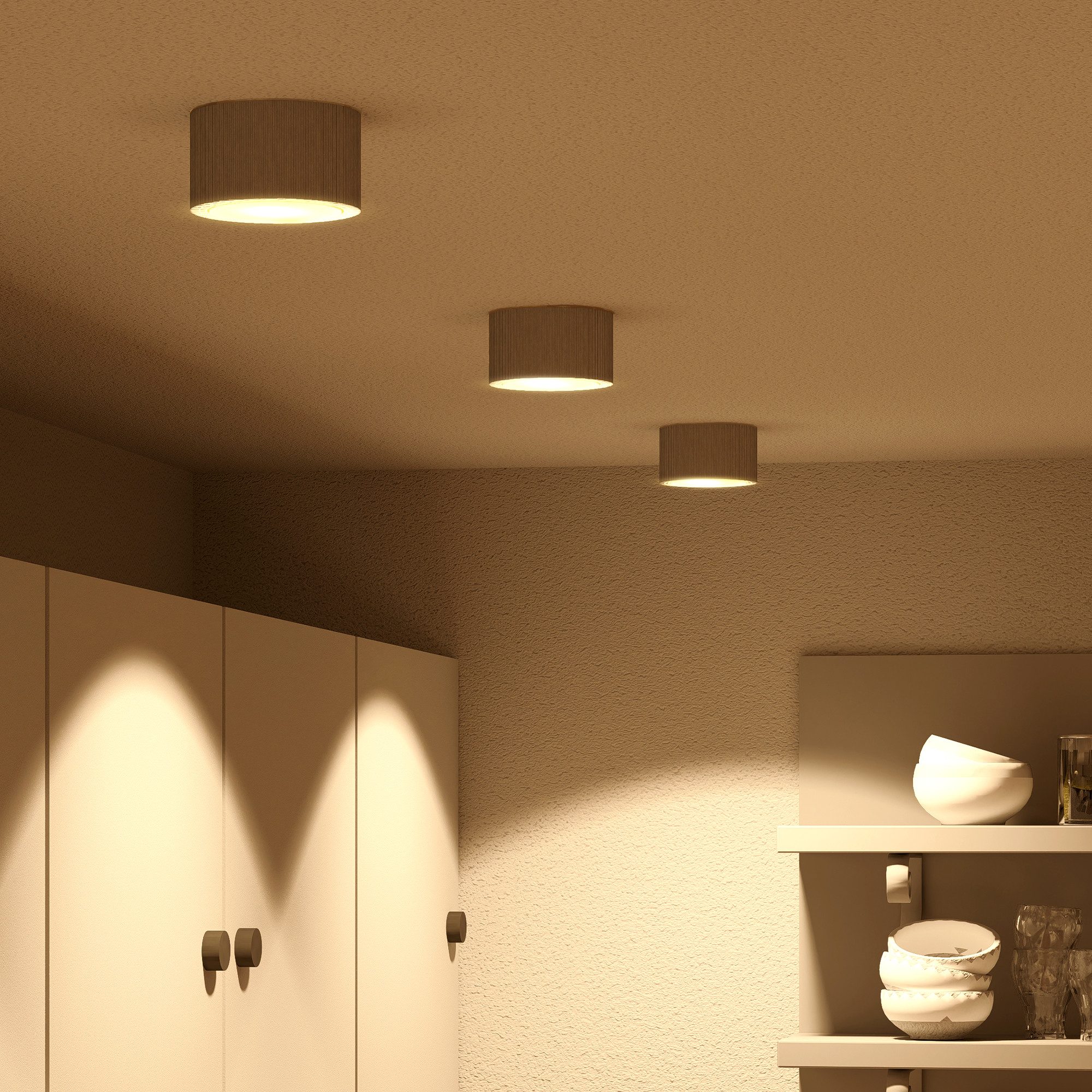 SSC-LUXon LED Aufbaustrahler Flacher LED Aufbaustrahler CELI-X 5W rund & Alu gebuerstet warmweiss, Warmweiß bis Tageslicht