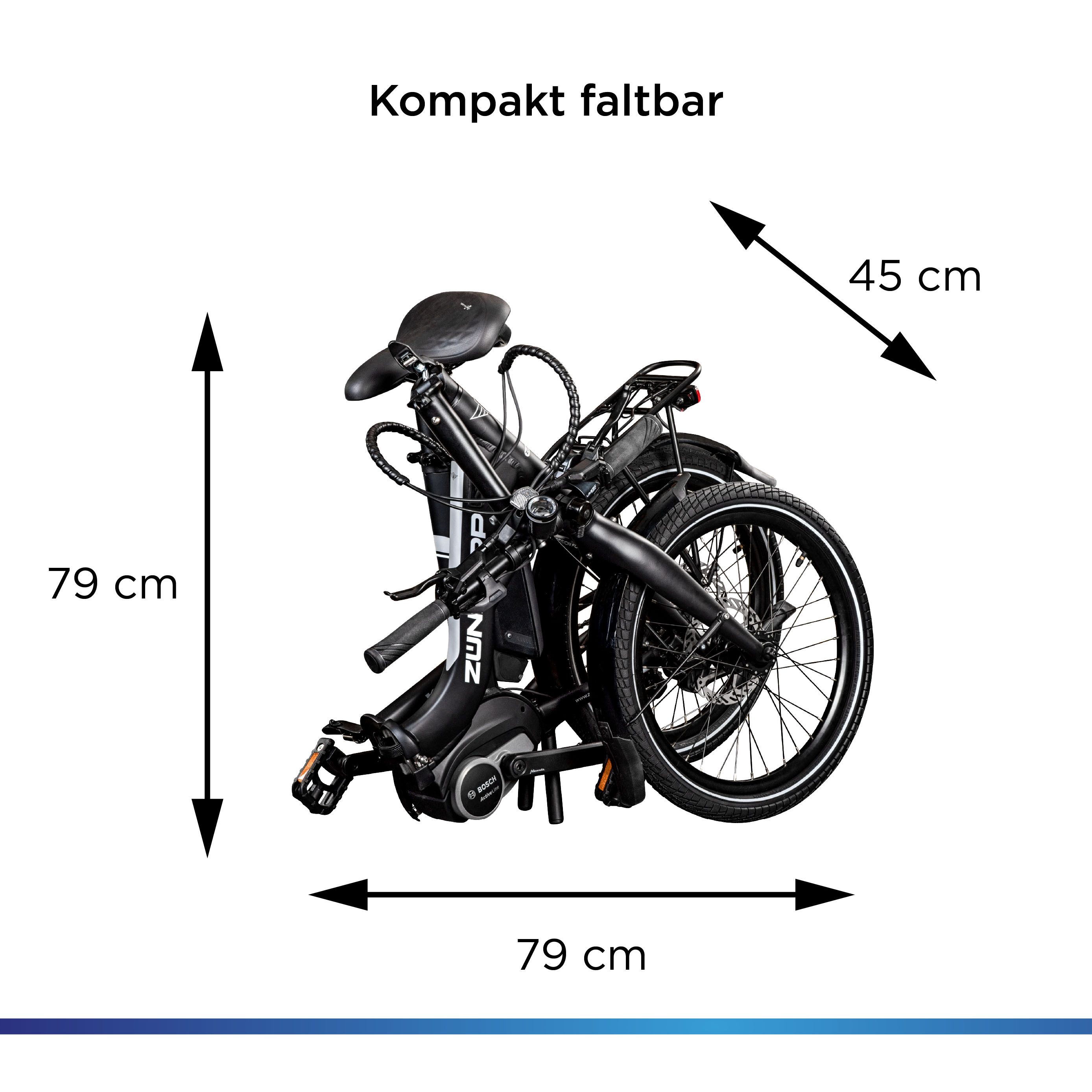Zündapp E-Bike Folding Bike X100, 9-speed Shimano Sora derailleur, mid-drive motor, 400 Wh battery, pedelec, electric bicycle for men and women