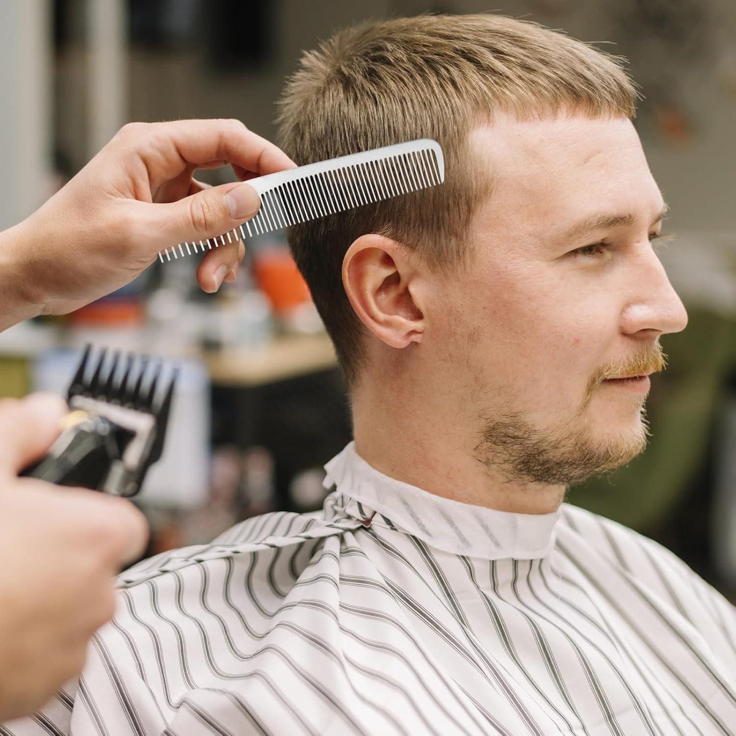 LuxusKollektion Stielkamm 2 Stück Friseurkämme Edelstahl Professionell Antistatisch Silber Frau