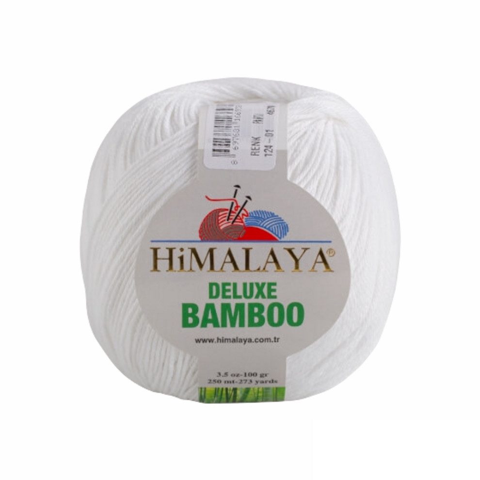 Himalaya Strickfein Himalaya Deluxe Bamboo Wolle Strickgarn 124-01 Weiß Häkelwolle