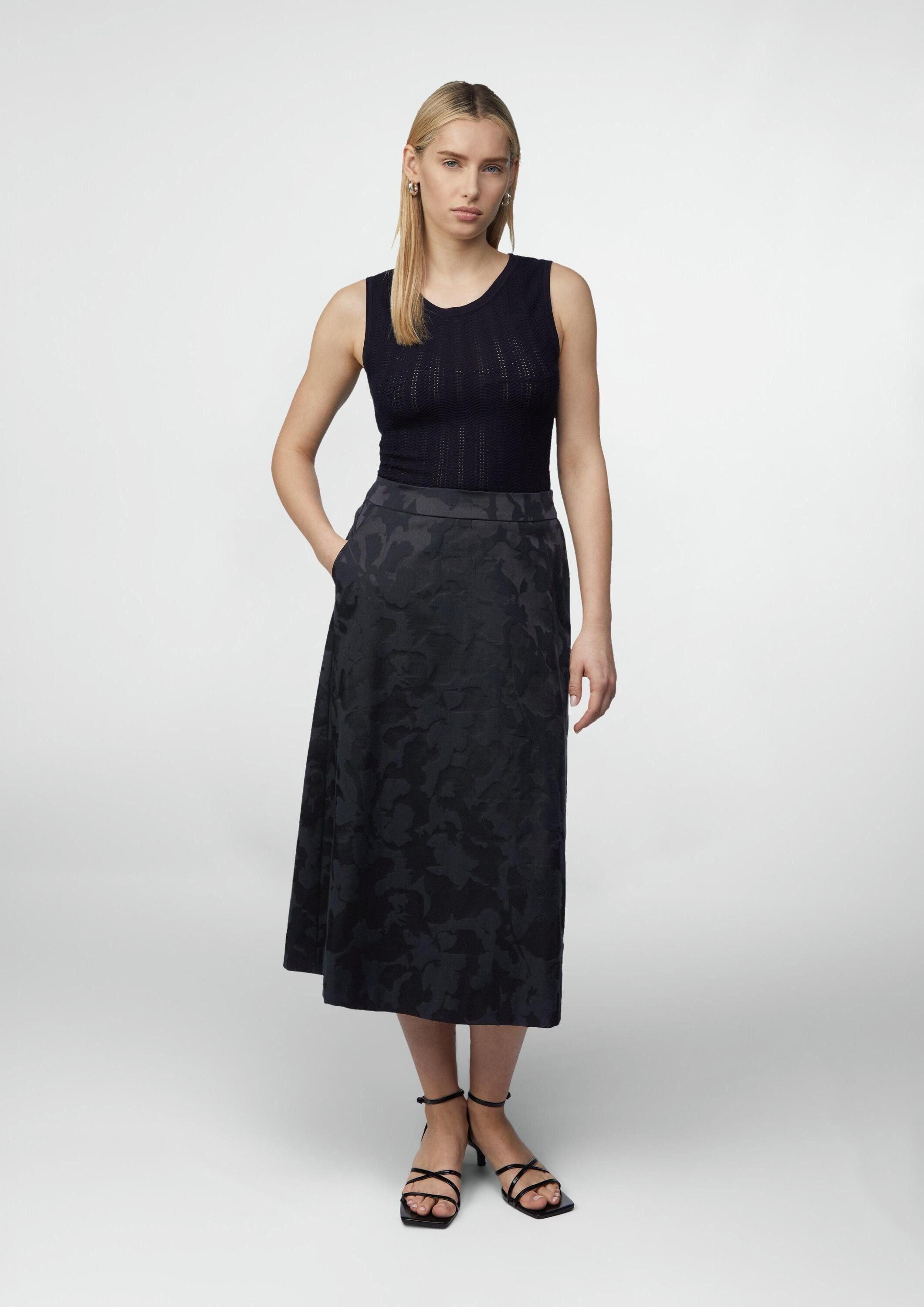 comma Midirock Rock Ausgestellter Midi-Rock mit Eingrifftaschen aus Jacquard