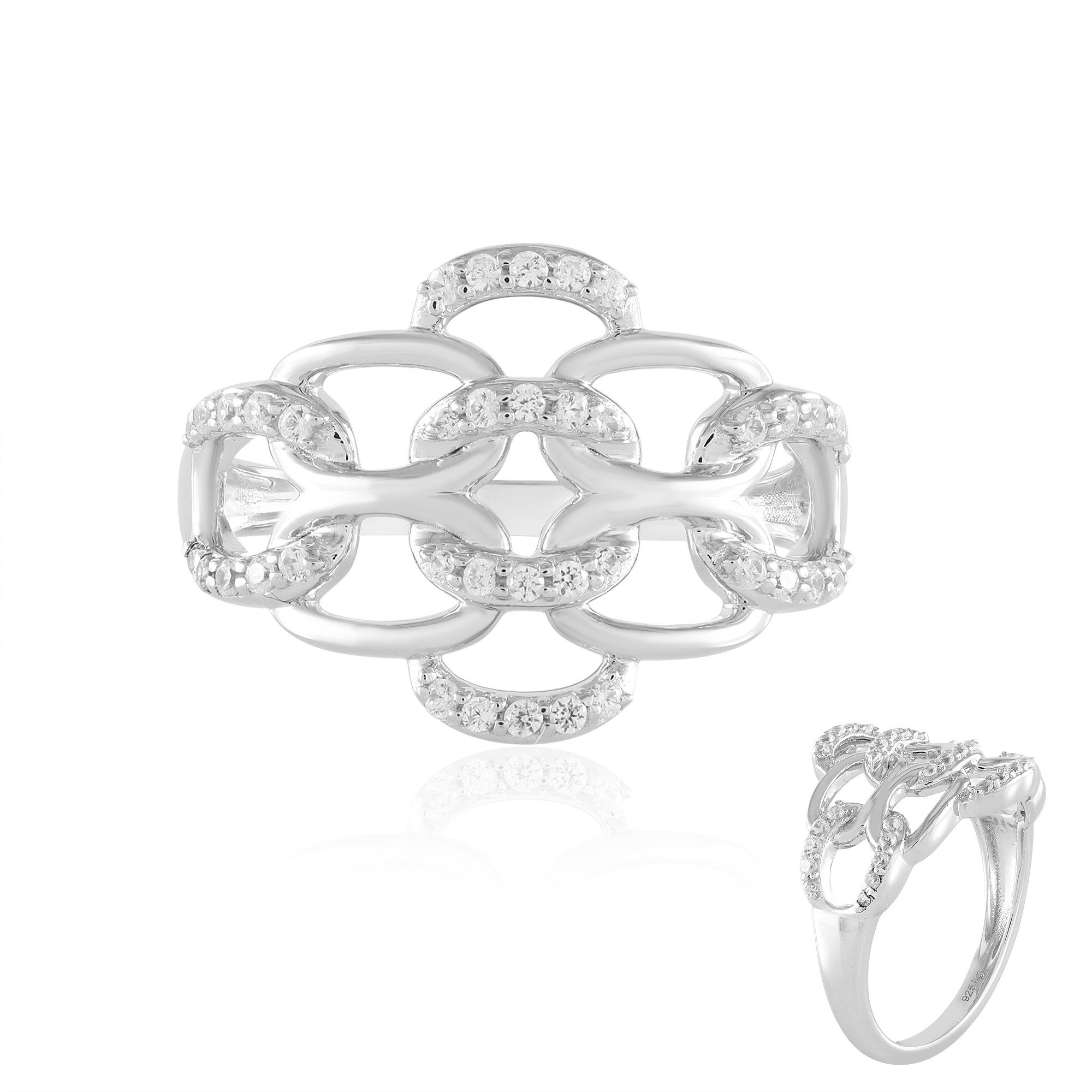 Silberring Cavill Damenring 925 Sterlingsilber platinbeschichtet mit 40 Zirkonen
