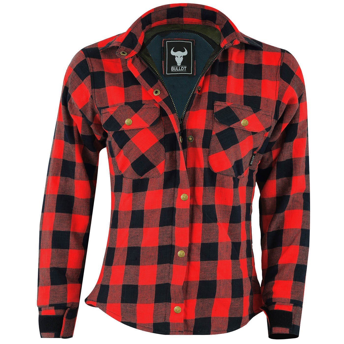 BULLDT Motorradjacke BLD1200 (mit 4 CE-Protektoren) Damen Motorradhemd Lumberjack Hemd Futter aus Aramid-Kevlar-Fasern