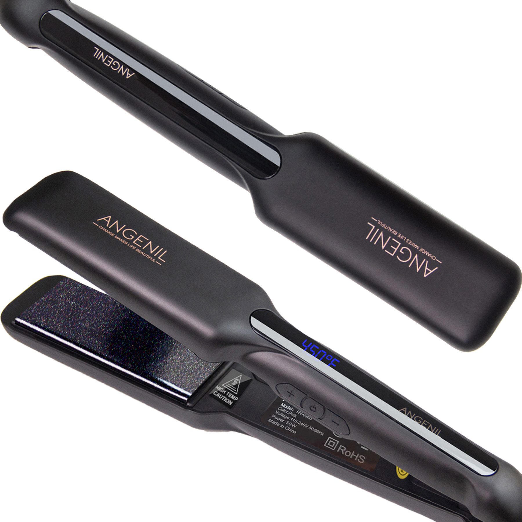 ANGENIL Glätteisen für Locken und Glätten, Haarglätter und Lockenstab 2 in 1, Haar Glätteisen Keramik Ionen Technologie, Glatteisen 1.6" Breite Platten, Hair Iron Straightener Glatte Haare