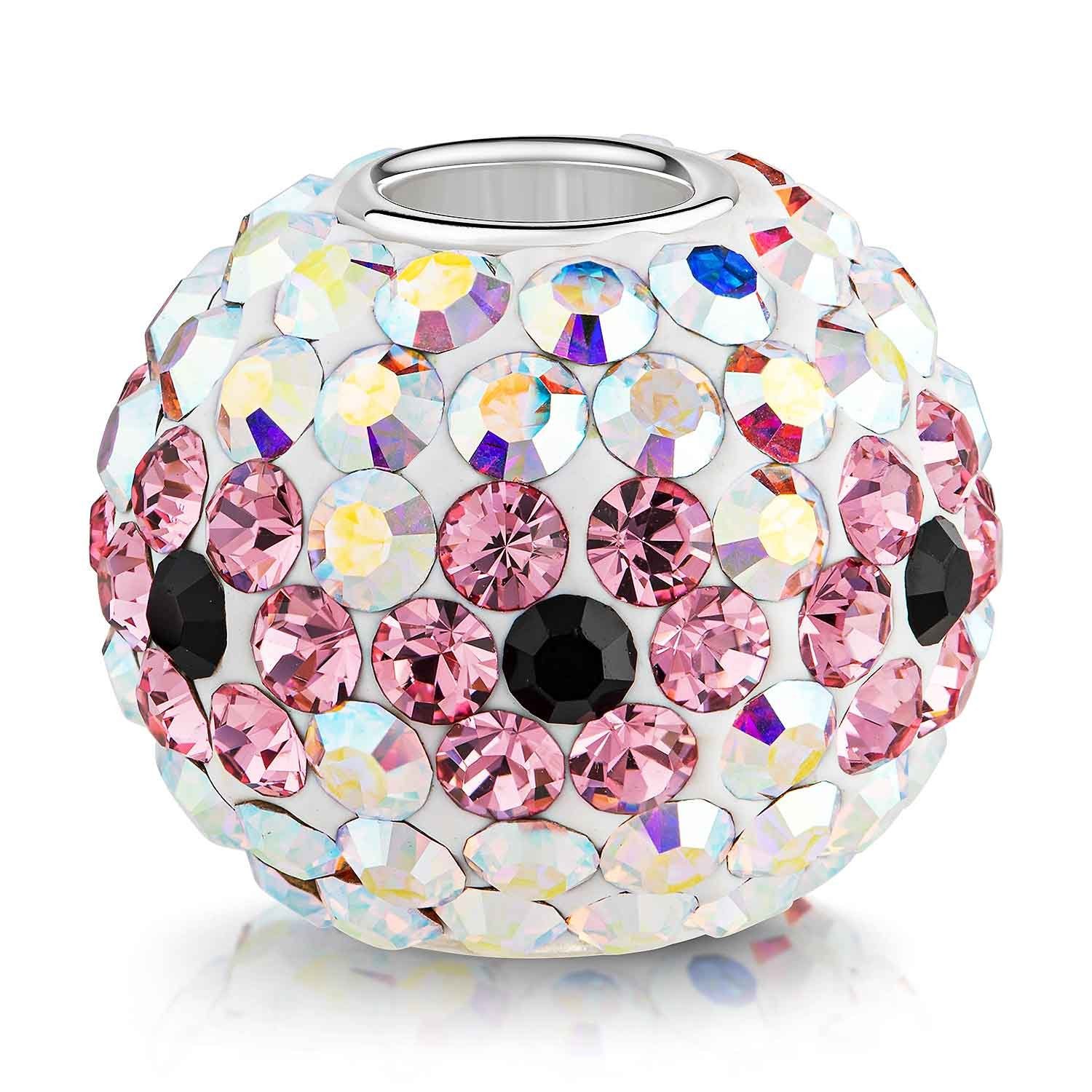 Silber 925 Blumen Sterling Perle Kristall Bead mit Strass Hülse 1216, Materia Design Damen