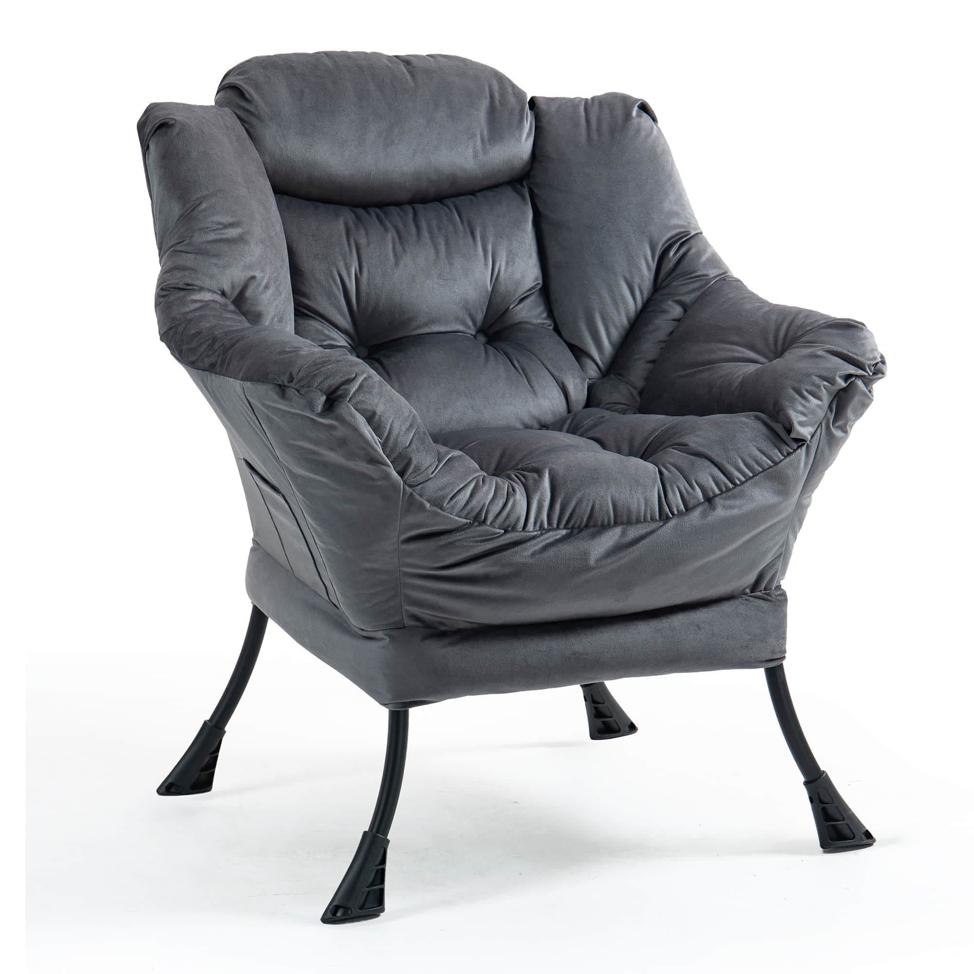 ANYSUN Loungesessel Relaxsessel aus Samt mit Nackenstütze, ergonomisch weich gepolstert (Sessel mit optionalem Fußhocker, Relaxsessel), Kompakter Relaxsessel 75 x 80 x 85 cm, wahlweise mit Fußhocker