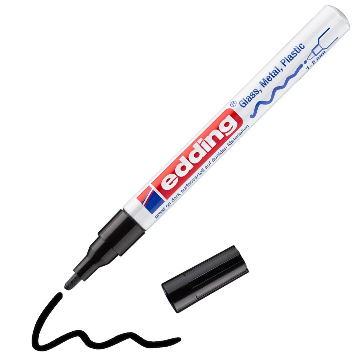 edding Lackmarker Glanzlack-Marker 751 creative rundspitze 1-2 mm schwarz, wasserfest und hitzebeständig