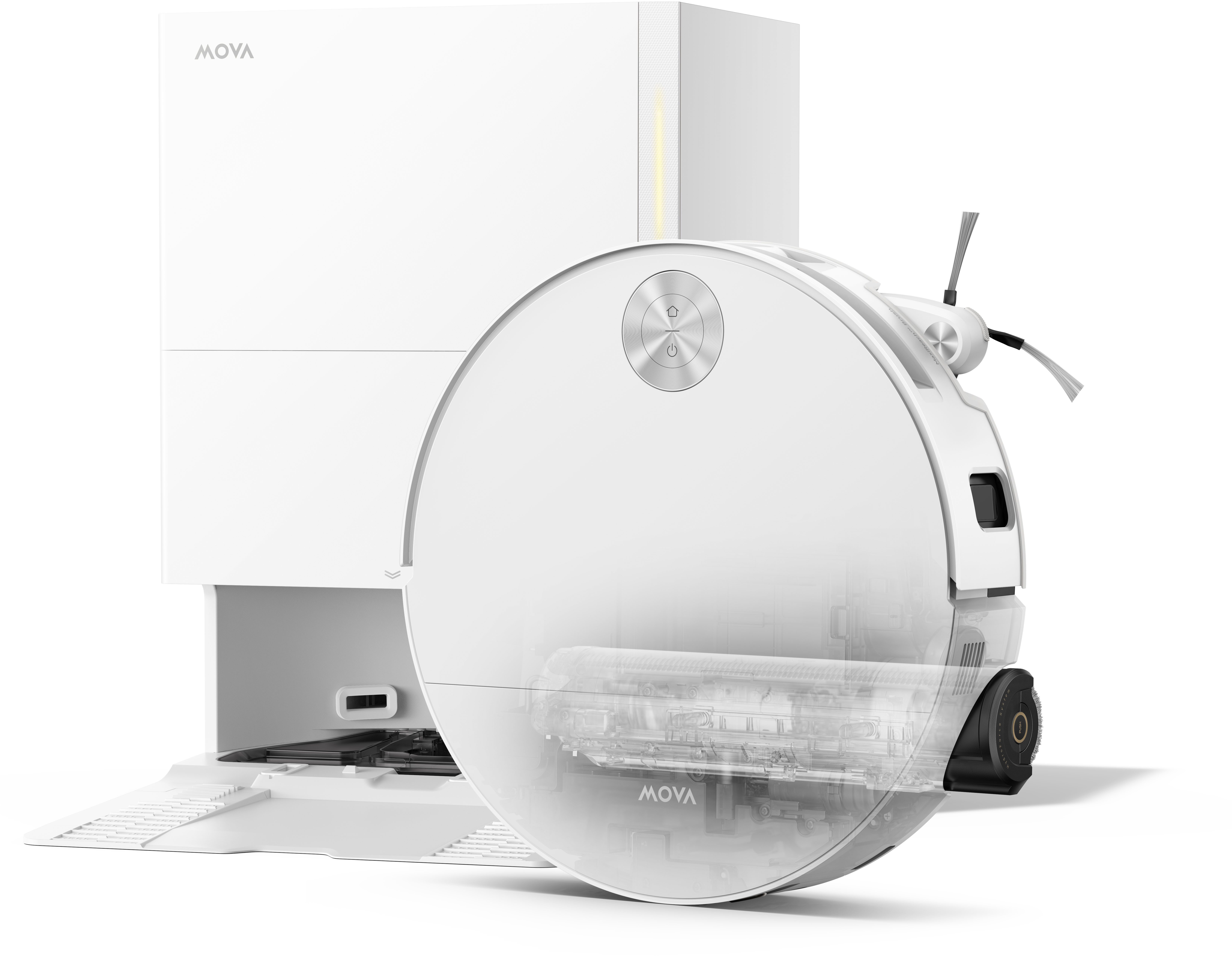 Mova Saugroboter S70 Roller, Saugroboter mit 28.000Pa Saugkraft und HydroForce-Wischen, 700 W, MaxiReach-Technologie, CovertSense-Navigation, 90mm Flaches Gehäuse