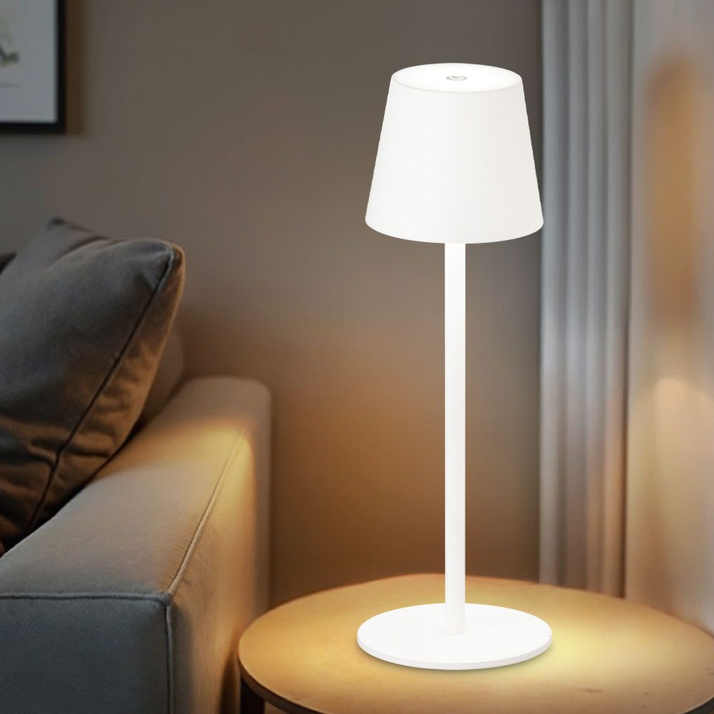 FISCHER & HONSEL LED Tischleuchte, LED-Leuchtmittel fest verbaut, Warmweiß, Tischleuchte Schreibtischlampe Beistelllampe LED Touchdimmer Akku weiß