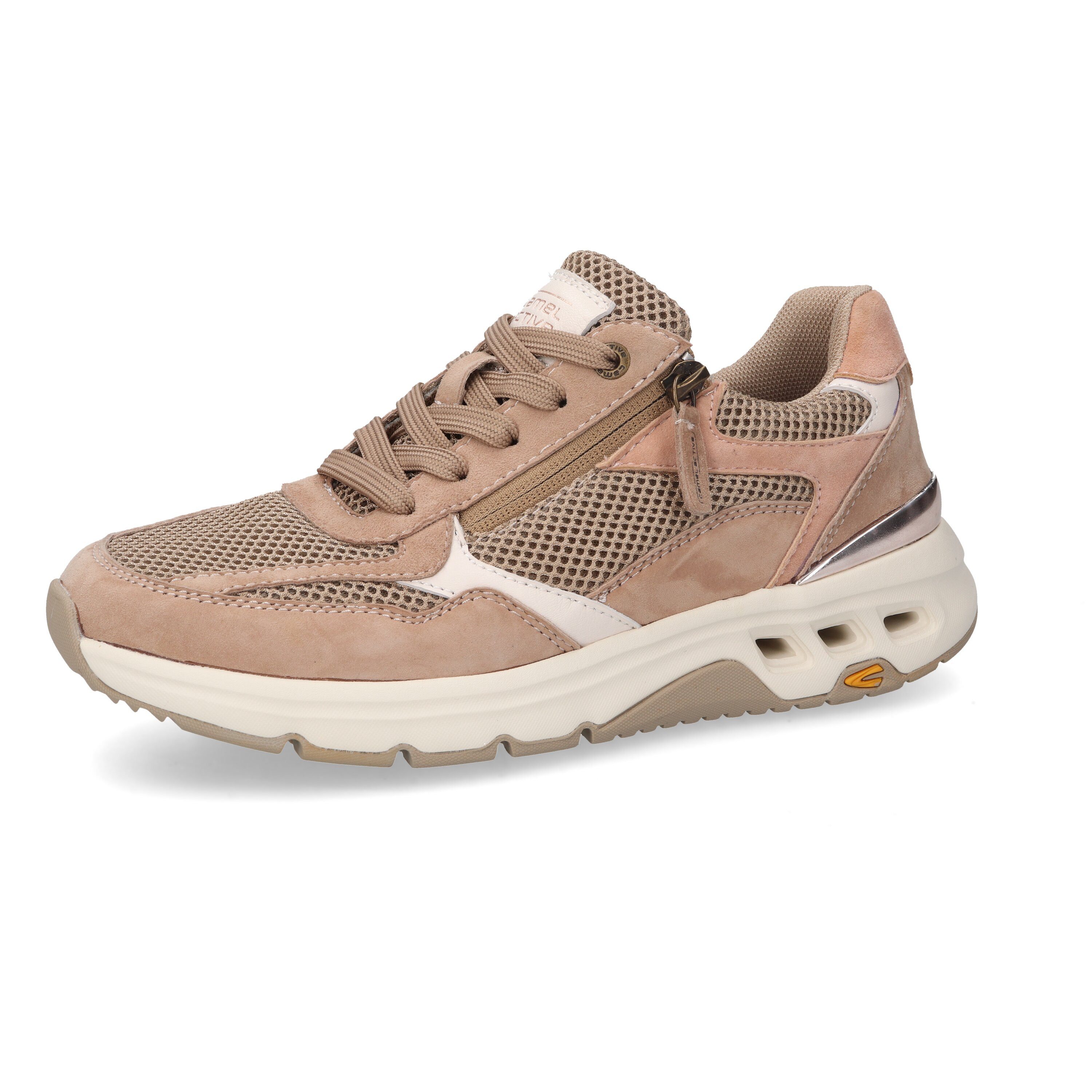 camel active Sneaker Goat Suede/ Heavy Mesh BEIGE/ROT Sneaker