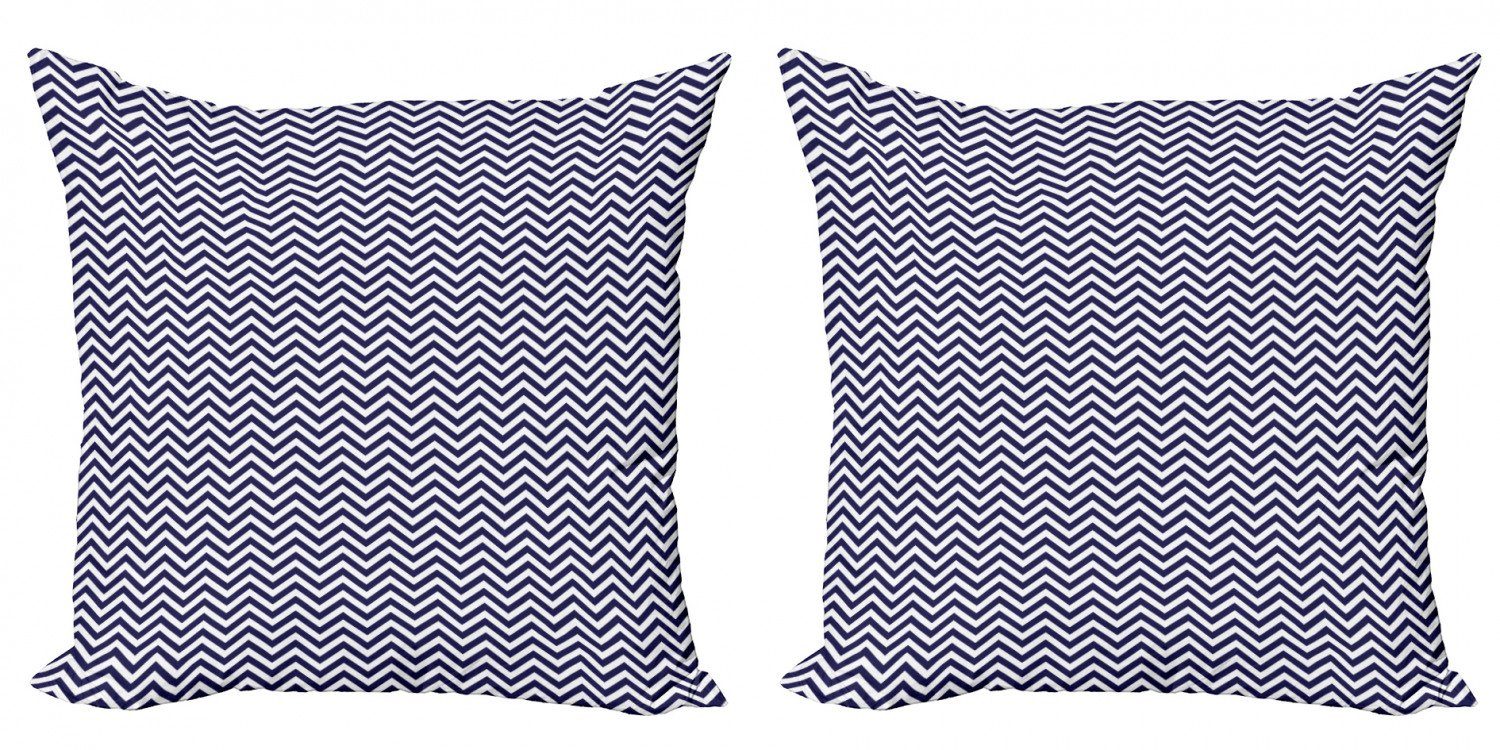 Kissenbezüge Modern Accent Doppelseitiger Digitaldruck, Abakuhaus (2 Stück), Navy blau Chevron Marine-Farben