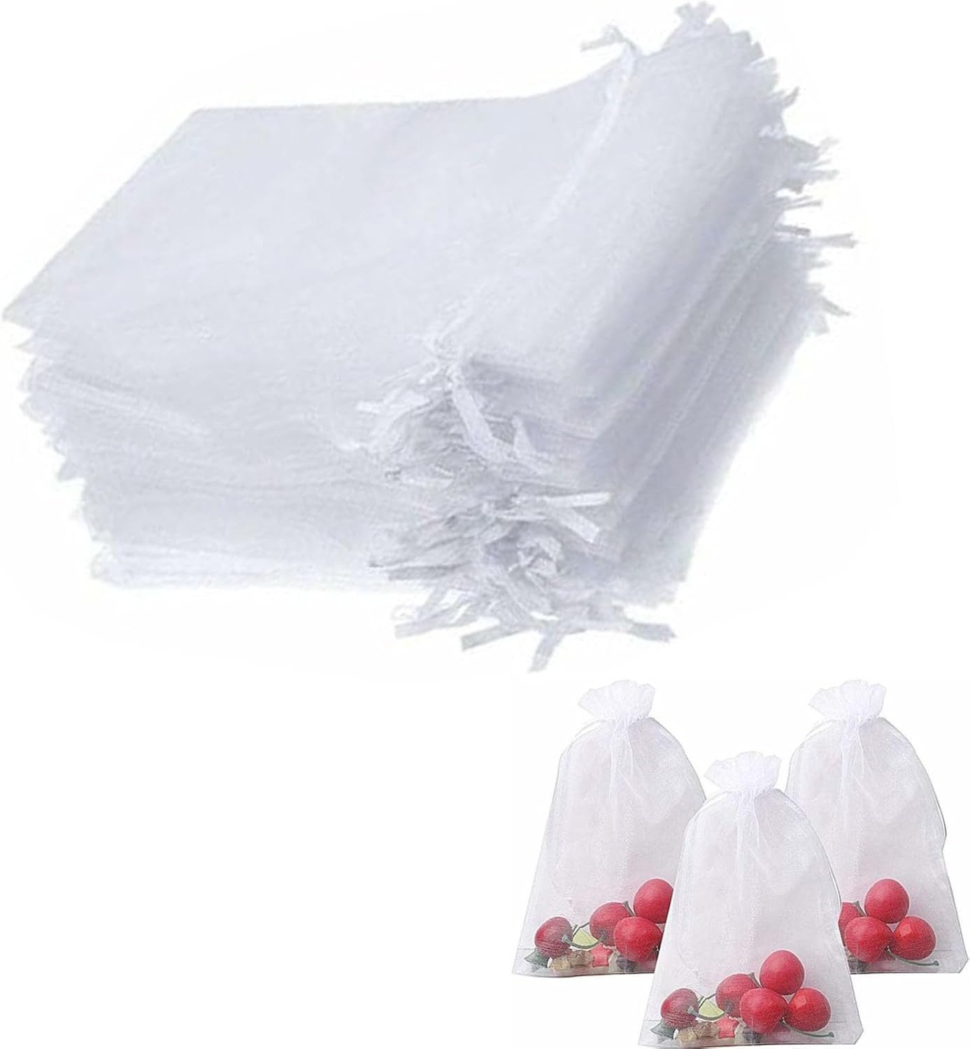 FELIXLEO Aufbewahrungstasche Weiß Organzabeutel, 10 x 15 cm Organzasäckchen Schmuckbeutel