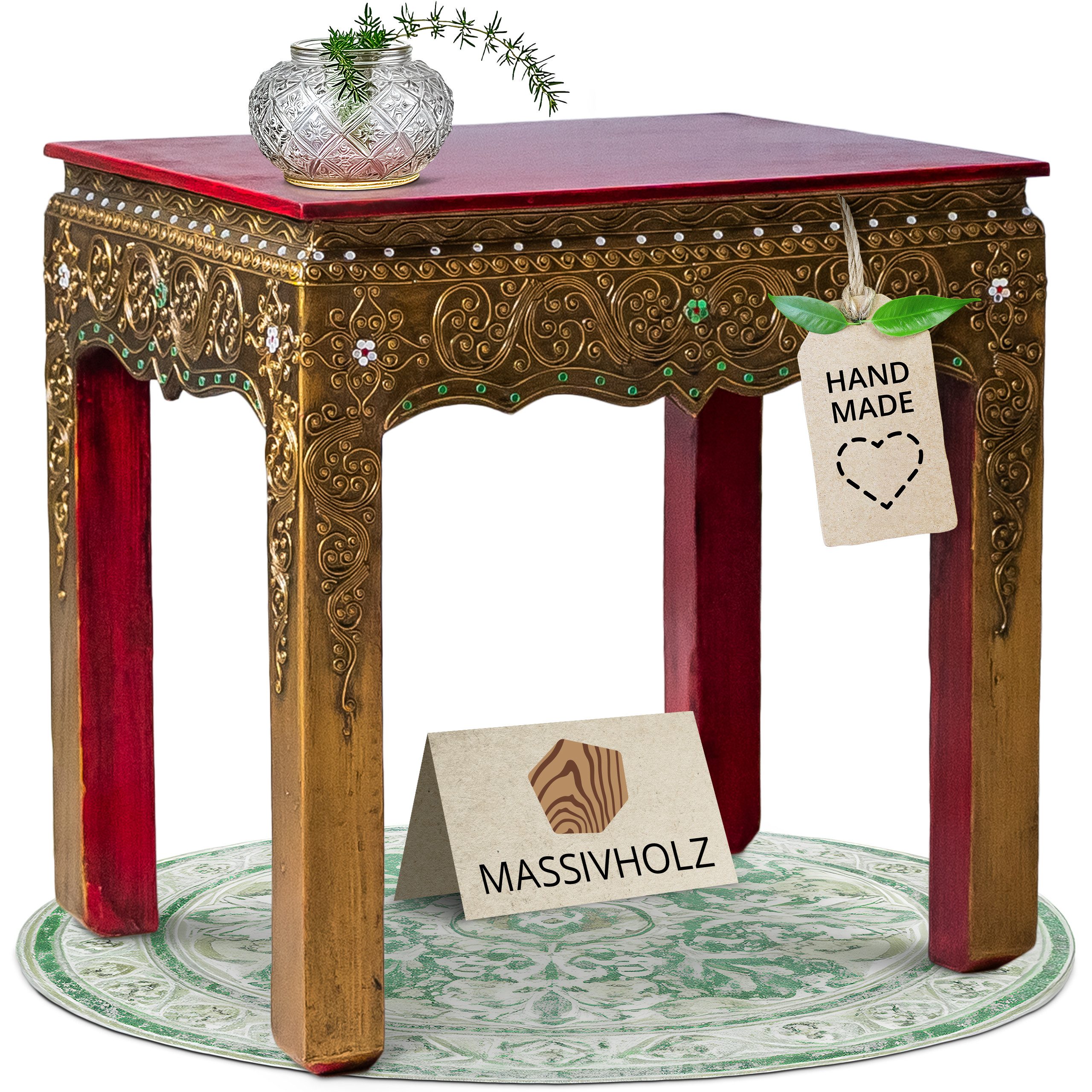 livasia Couchtisch livasia Couchtisch, rot, mit Glasmosaik, 50x50x41cm (LxBxH)