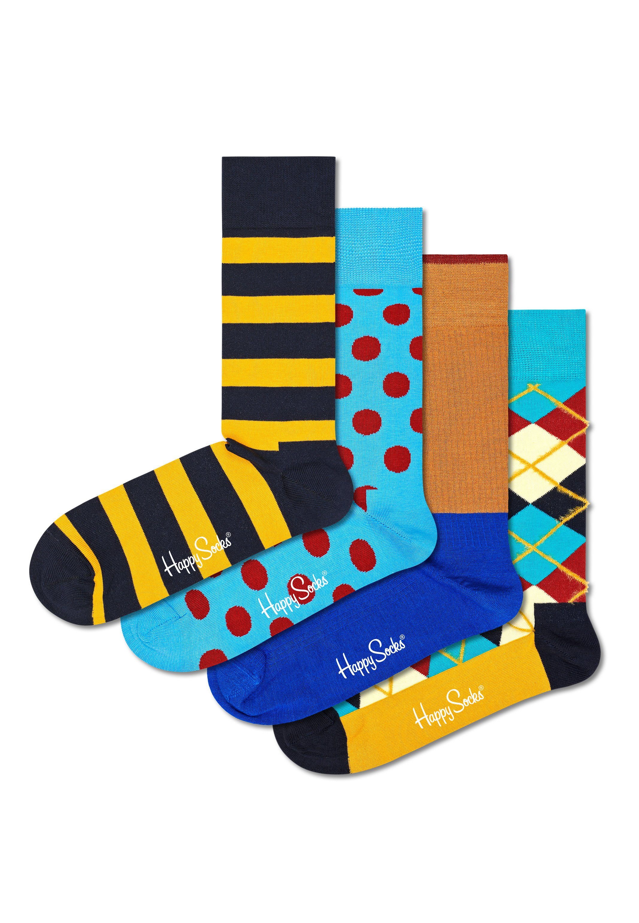 Happy Socks Langsocken Classics Geschenk in Geschenkbox 4 Baumwolle einer bunte - Socken Box 4 4-Paar) (Spar-Set, Socken - Paar Paar