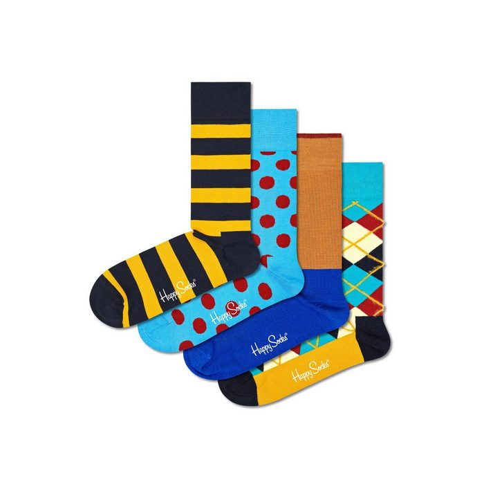 Happy Socks Langsocken Classics Geschenk Box (Spar-Set 4-Paar) 4 Paar Socken - Baumwolle - 4 Paar bunte Socken in einer Geschenkbox