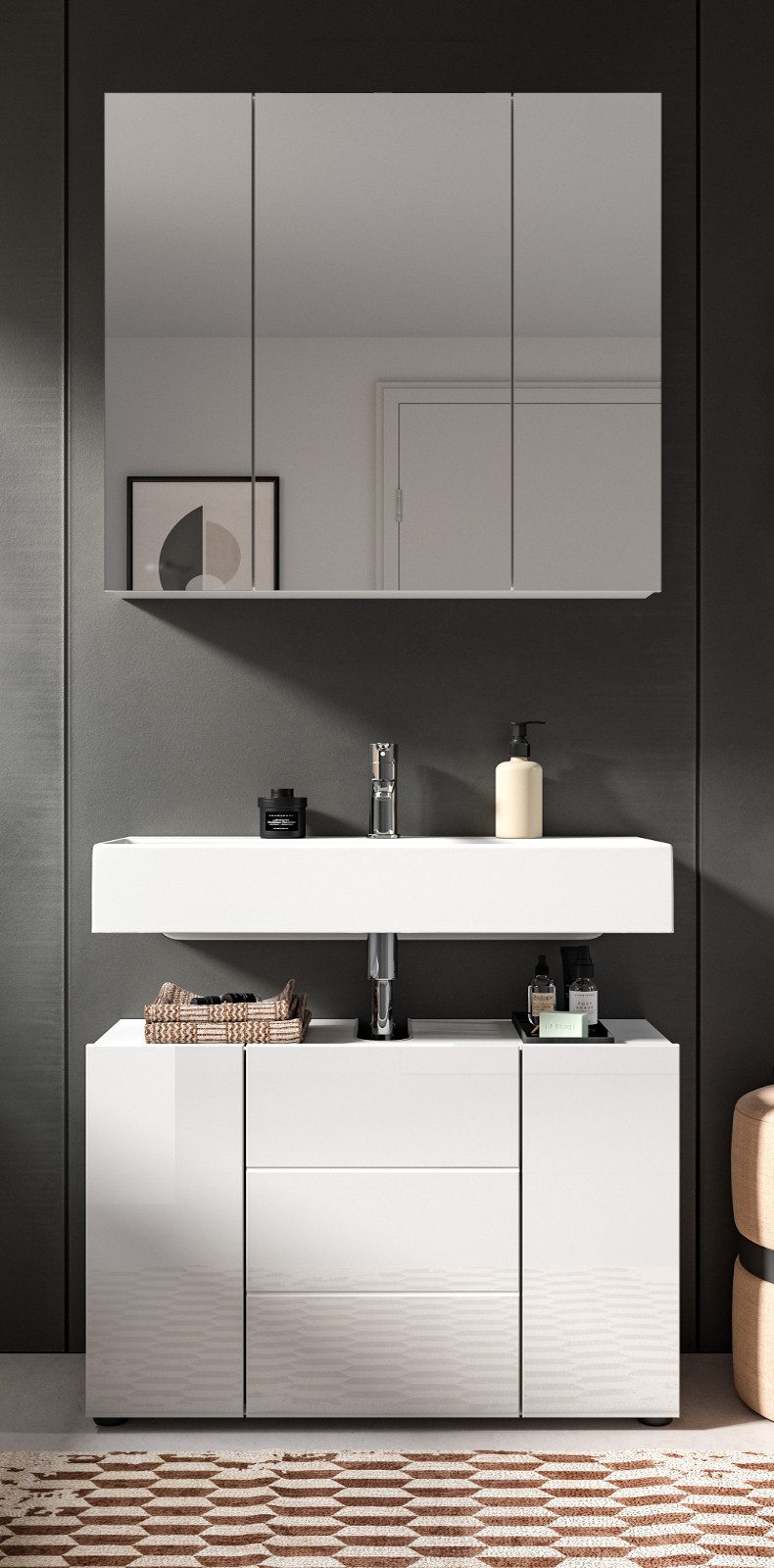 Inn.Furn Badmöbel-Set Larik, (Spiegelschrank und Waschbeckenunterschrank, w günstig online kaufen