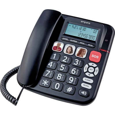 Emporia Schnurgebundenes Seniorentelefon Seniorentelefon (Freisprechen, für Hörgeräte kompatibel, Wahlwiederholung)