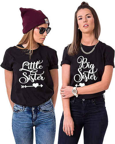 Couples Shop T-Shirt »Big Sister & Little Sister T-Shirt« mit lustigem Spruch Print