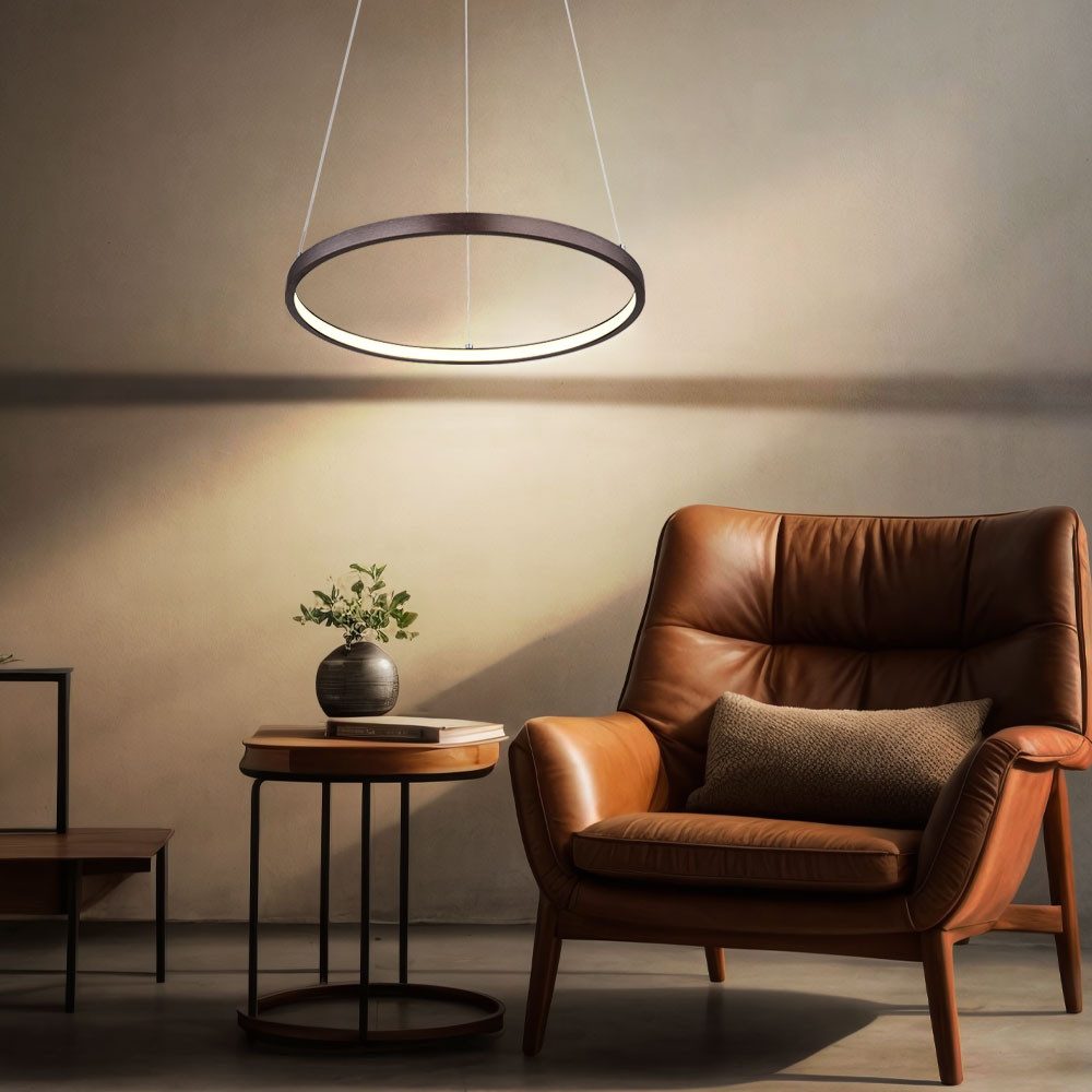 GLOBO LIGHTING LED-Hängeleuchte, LED-Leuchtmittel fest verbaut, Warmweiß, LED Hängeleuchte Wohnzimmerlampe Metall kaffeefarben Höhenverstellbar